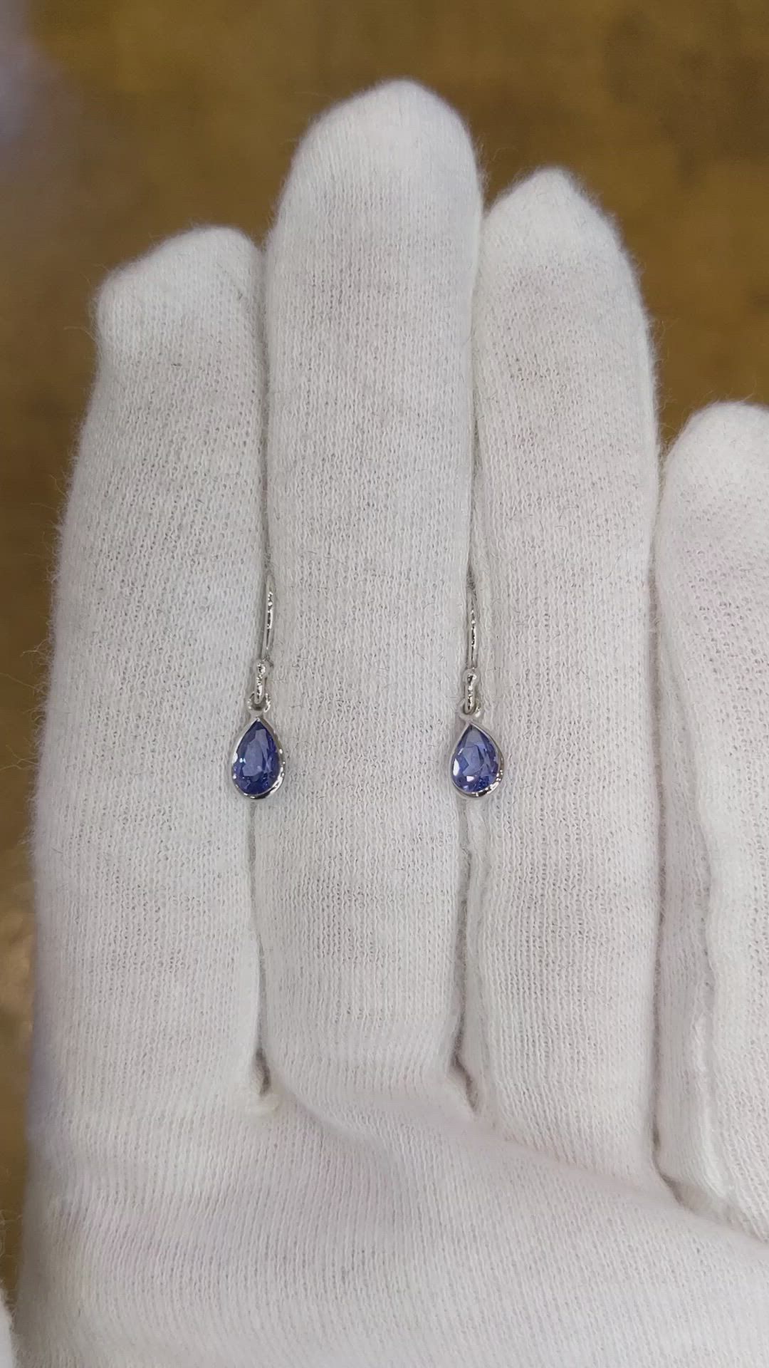 1.00 Ct.Tw. Blue Sapphire Bezel Earrings, 14K White Gold Size Video