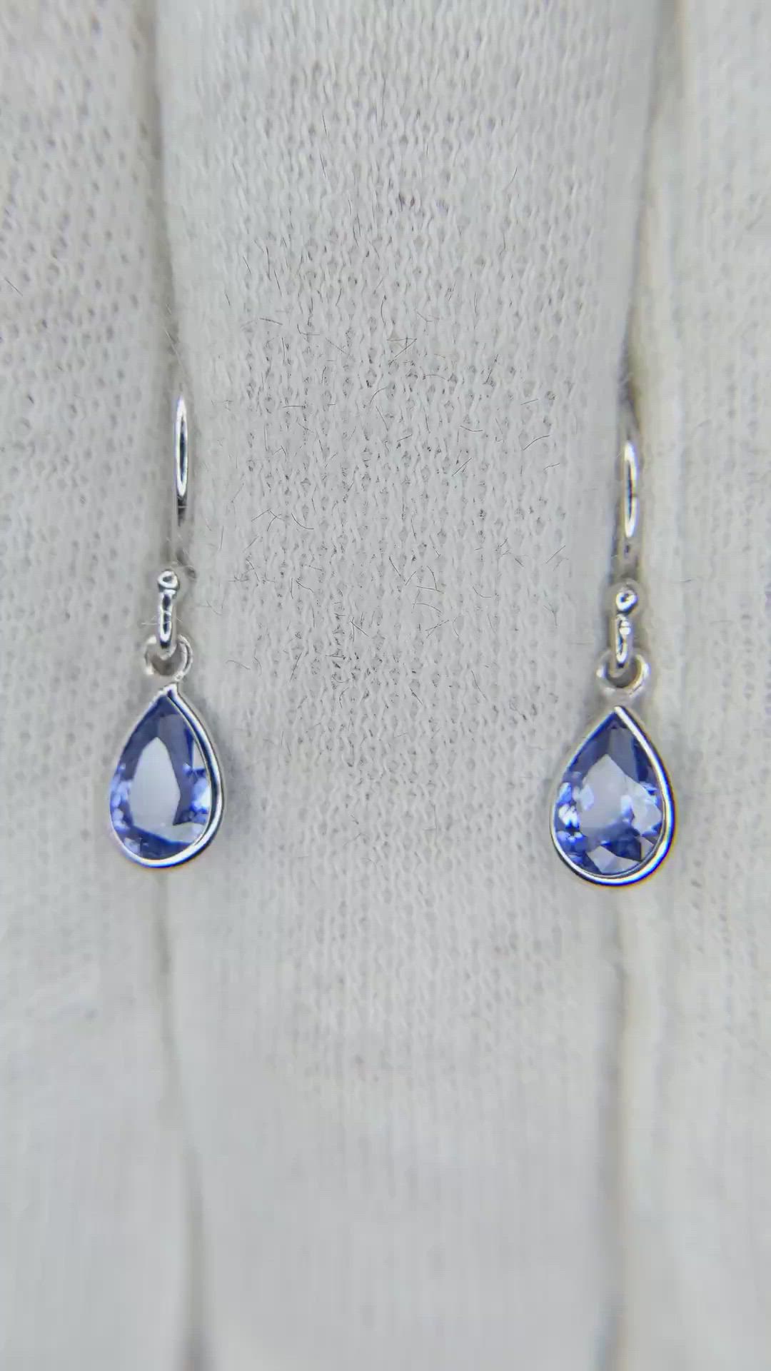 1.00 Ct.Tw. Blue Sapphire Bezel Earrings, 14K White Gold Size Video