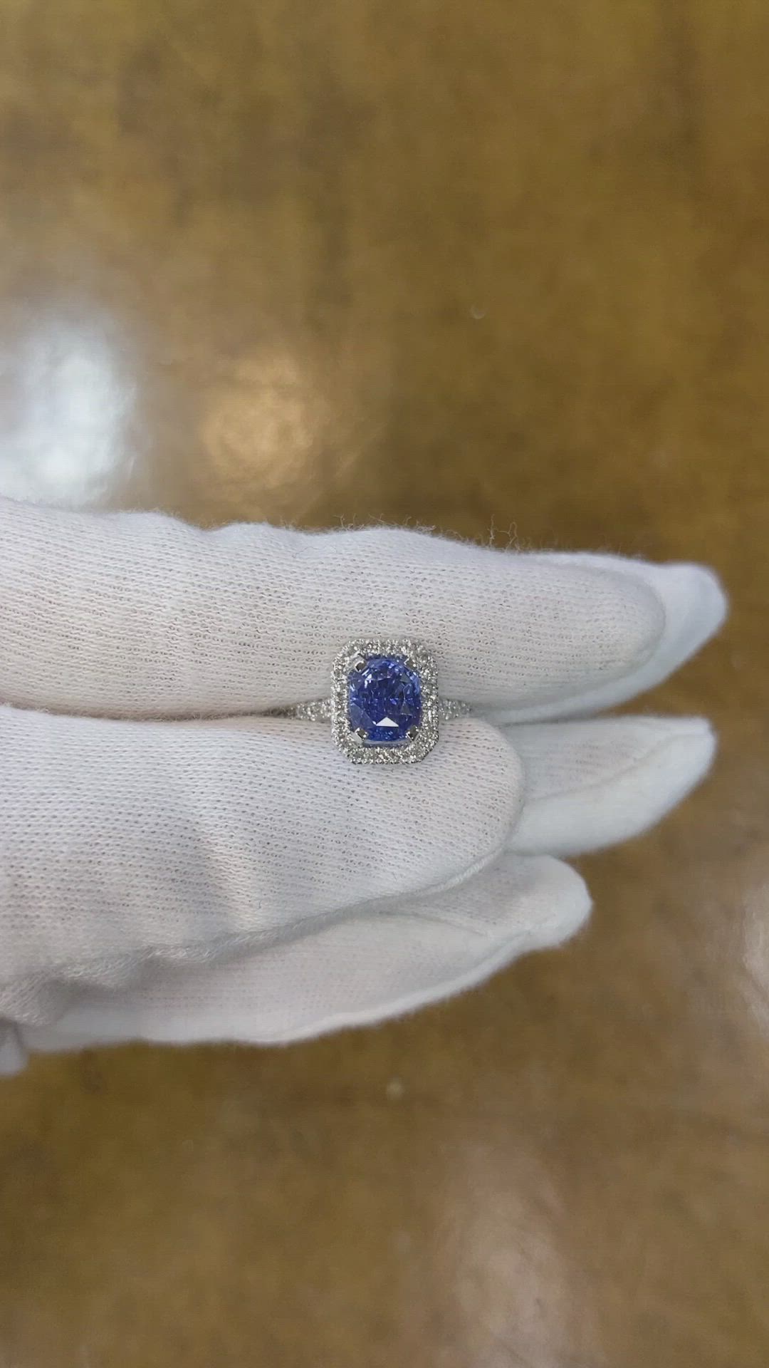 2.67 Ct. Blue Sapphire and Natural Diamond Pave Ring, Platinum 950 Size Video