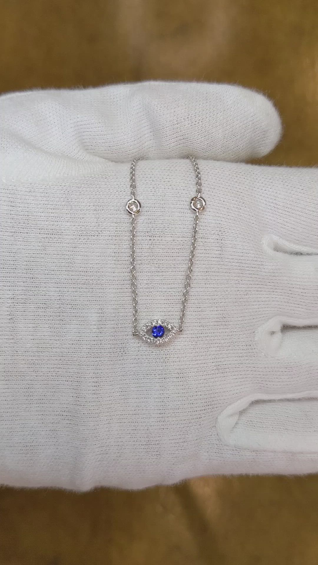 0.26 Ct.Tw. Blue Sapphire and Natural Diamond Pave Bracelet, 18K White Gold Size Video