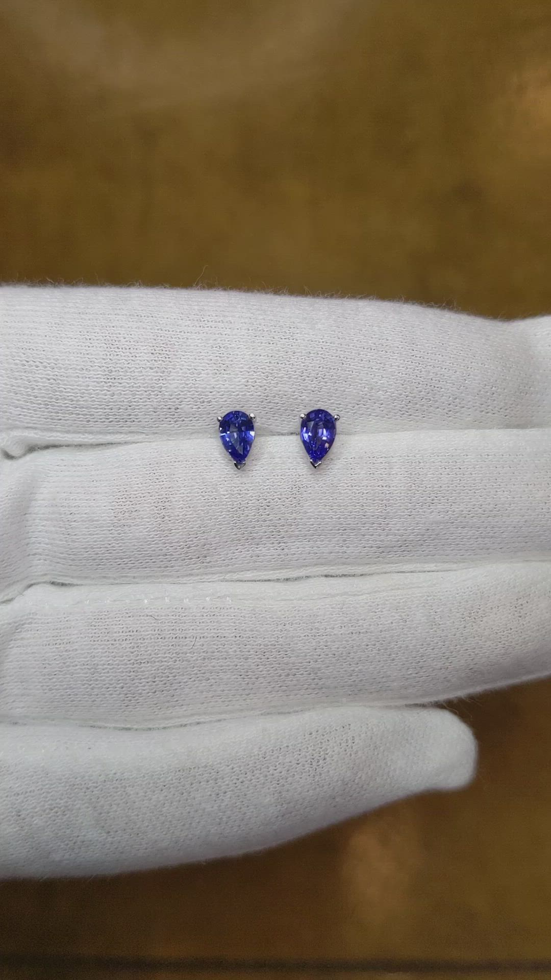 1.00 Ct.Tw. Blue Sapphire Studs Earrings, 14K White Gold Size Video