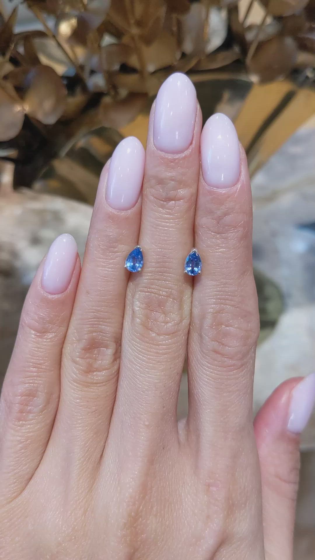 1.00&nbsp;Ct.Tw.Total Carat Weight Blue Sapphire Studs Earrings, 14K White Gold Size Video