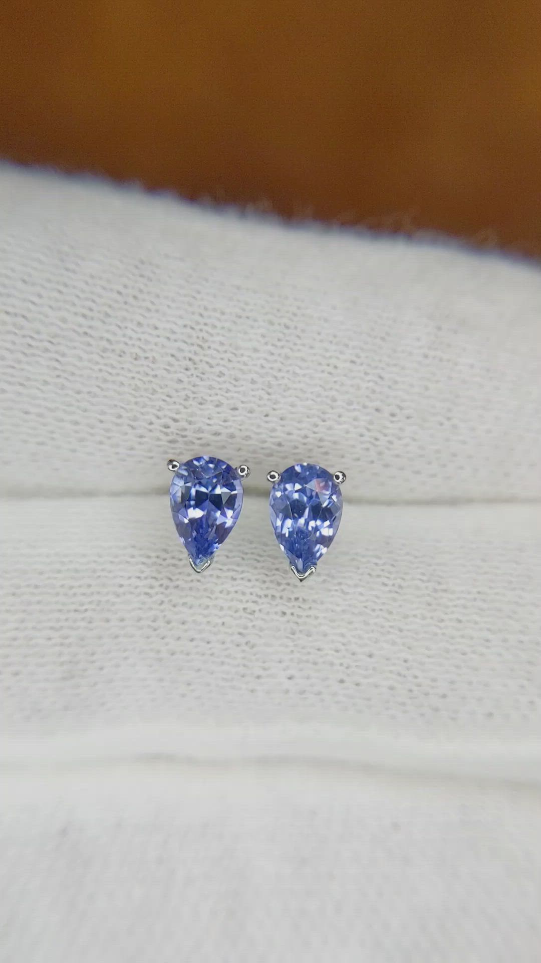 1.00 Ct.Tw. Blue Sapphire Studs Earrings, 14K White Gold Size Video