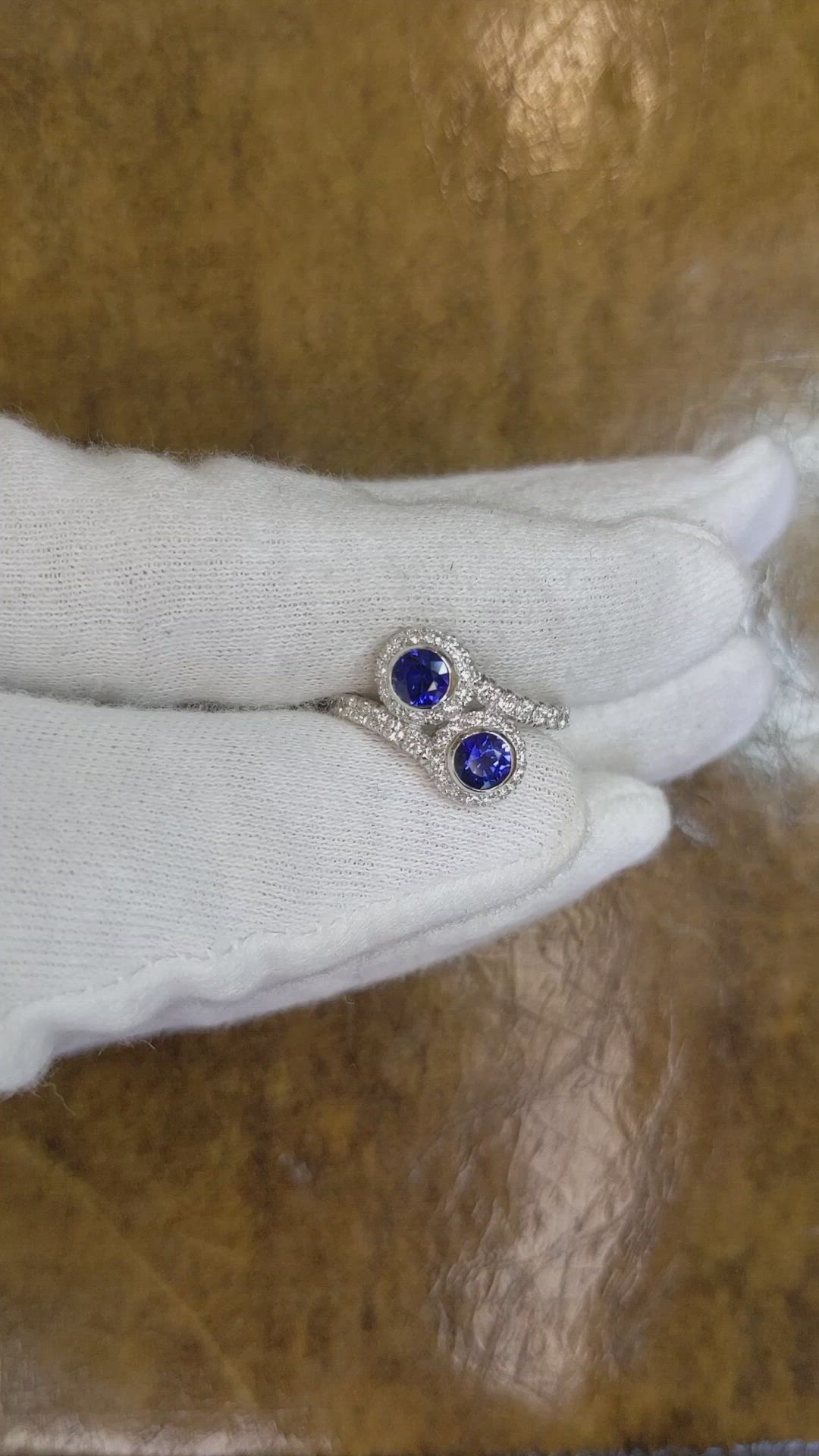 0.78 Ct. Blue Sapphire and Natural Diamond Pave Ring, Platinum 950 Size Video