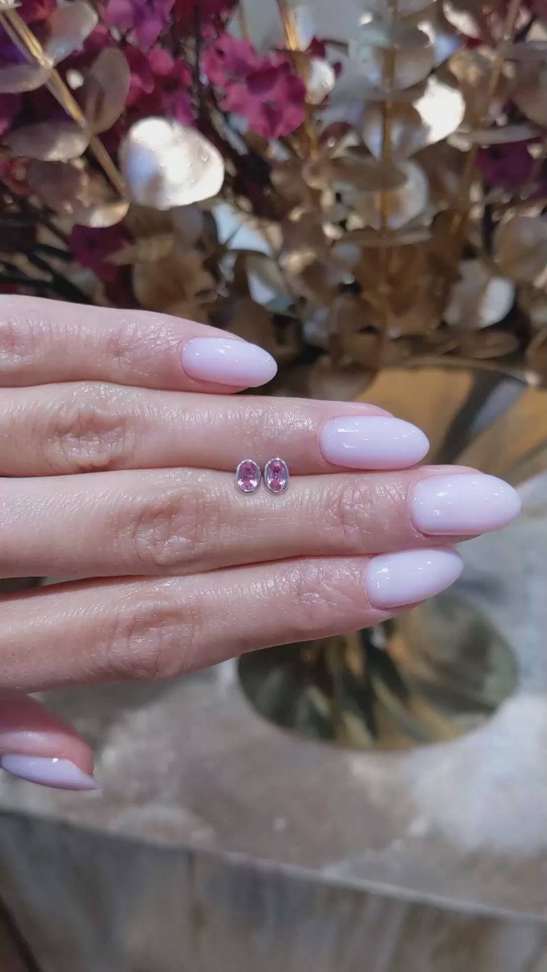 0.50&nbsp;Ct.Tw.Total Carat Weight Padparadscha Sapphire Studs Earrings, 14K White Gold Size Video