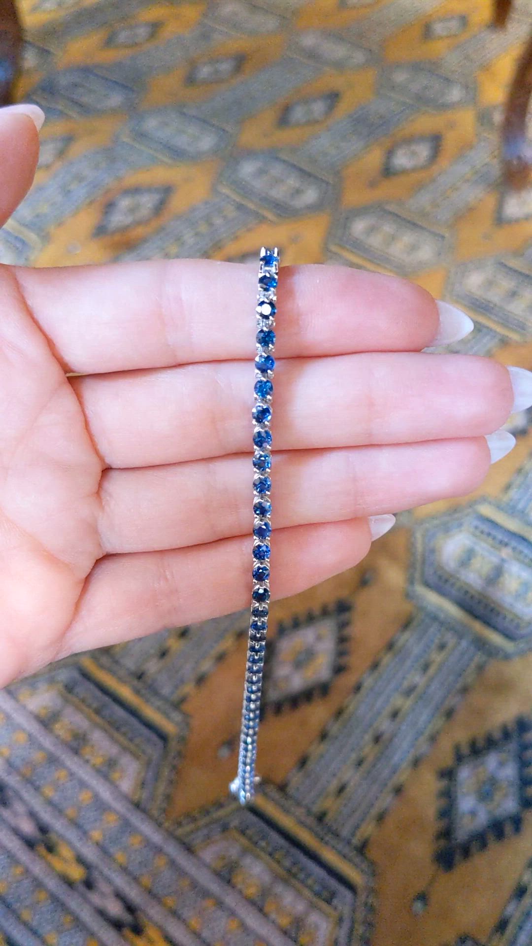 6.08 Ct.Tw. Blue Sapphire Tennis/Line Bracelet, 14K White Gold Size Video