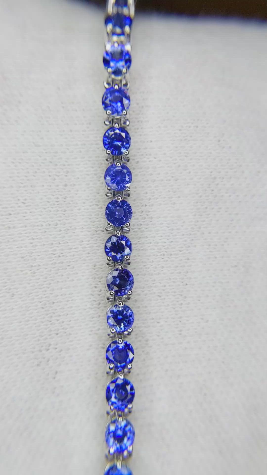 6.08 Ct.Tw. Blue Sapphire Tennis/Line Bracelet, 14K White Gold Size Video