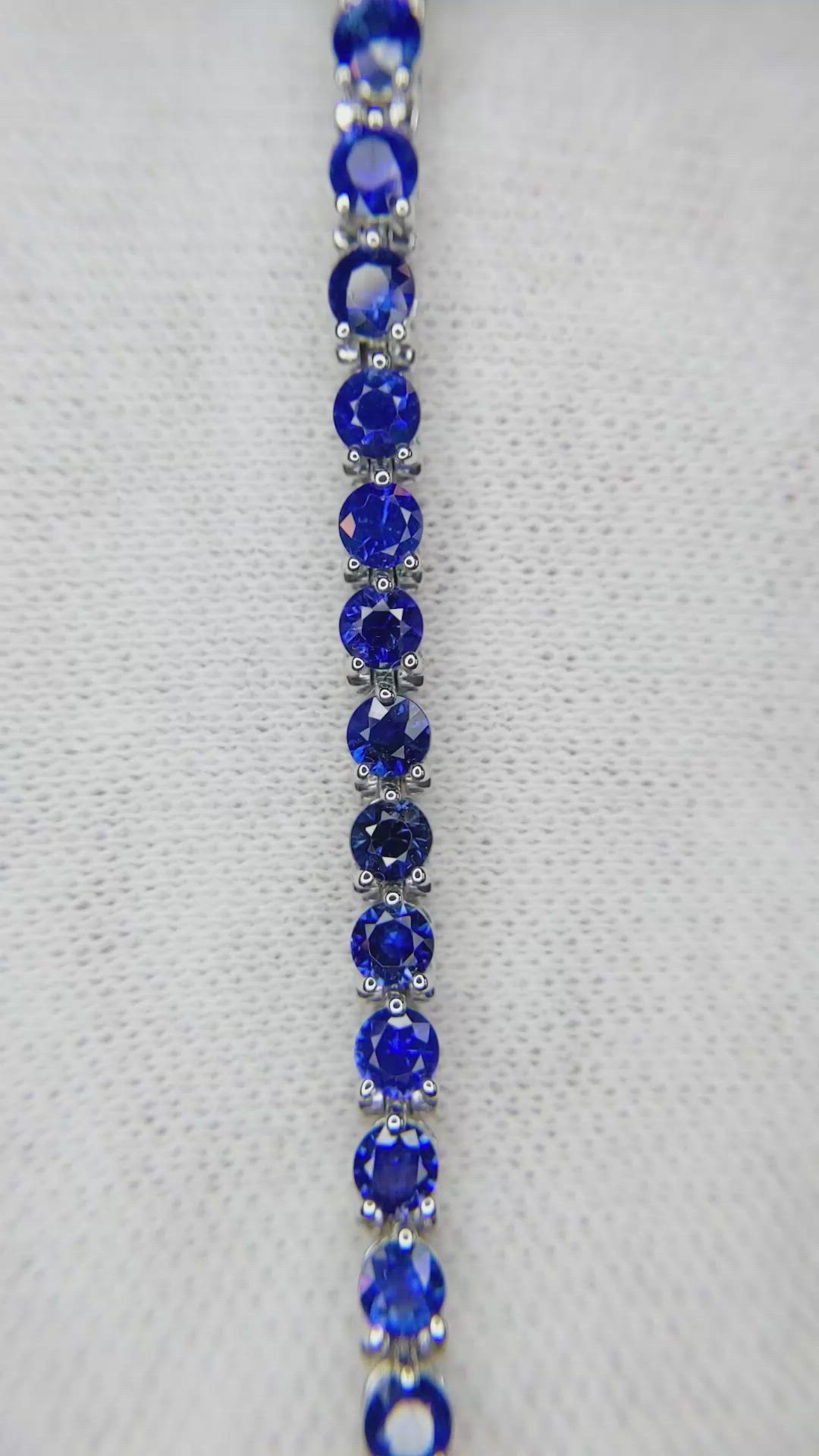 6.08 Ct.Tw. Blue Sapphire Tennis/Line Bracelet, 14K White Gold Size Video