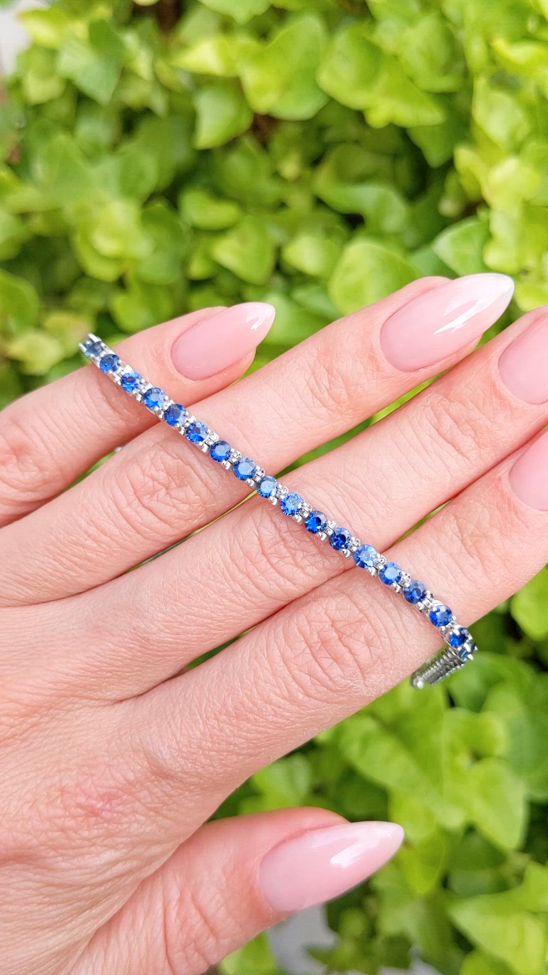 6.08 Ct.Tw. Blue Sapphire Tennis/Line Bracelet, 14K White Gold Size Video