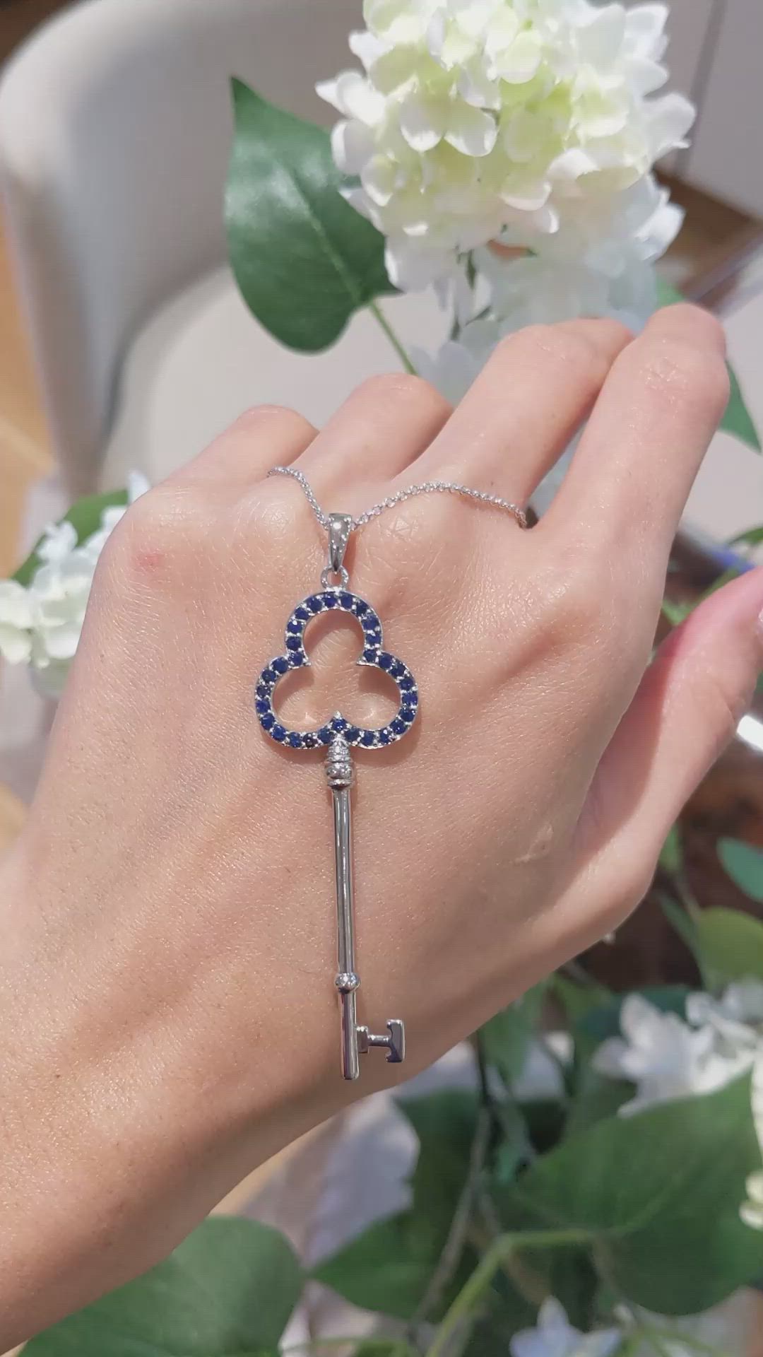 0.90 Ct. Blue Sapphire Accent Stones Pendant, Silver Size Video