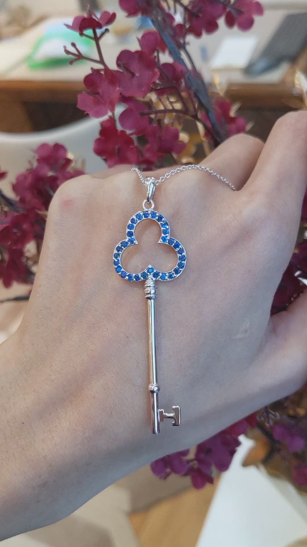 0.90 Ct. Blue Sapphire Accent Stones Pendant, Silver Size Video