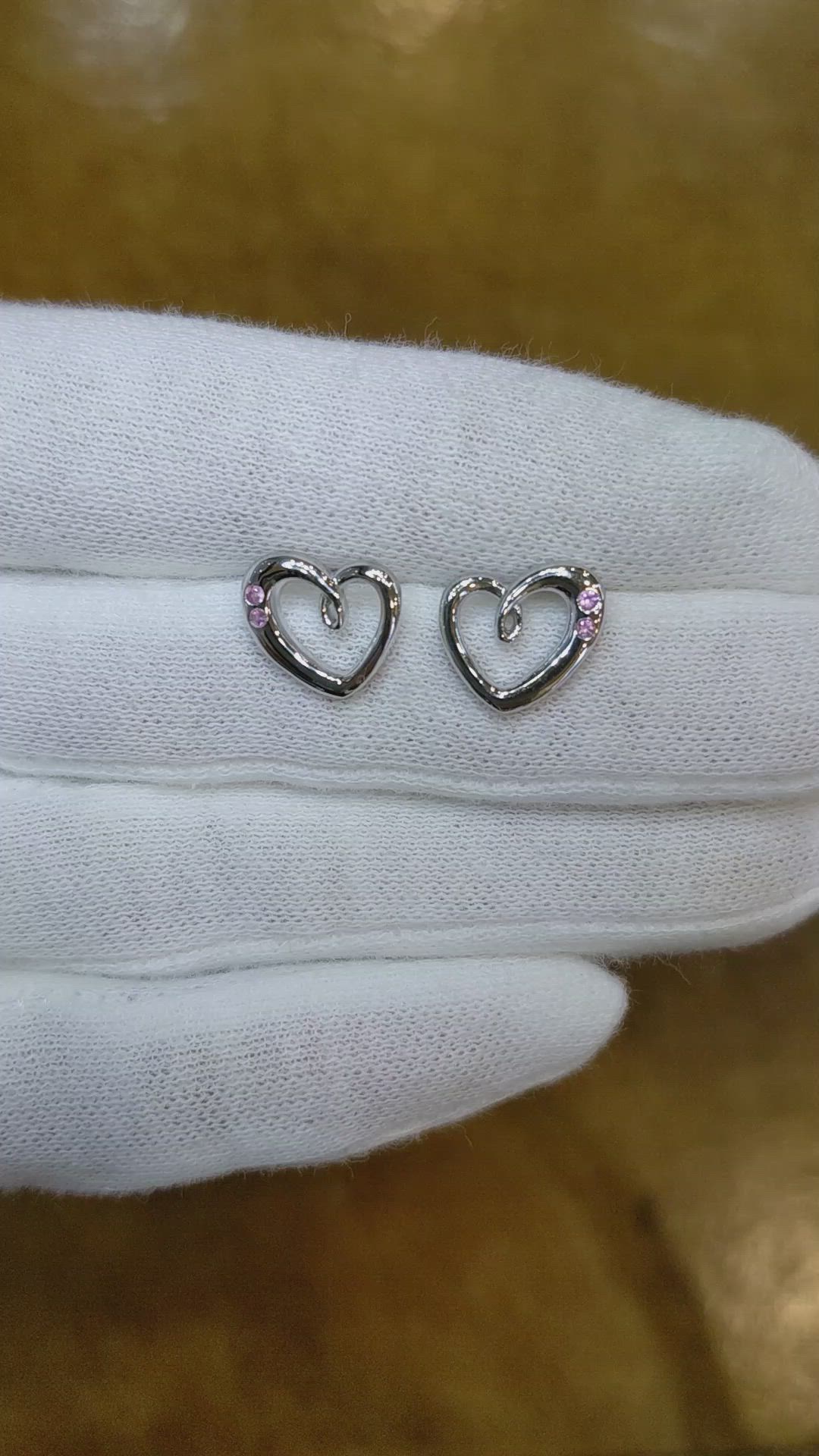 0.10 Ct.Tw. Pink Sapphire Studs Earrings, Silver Size Video