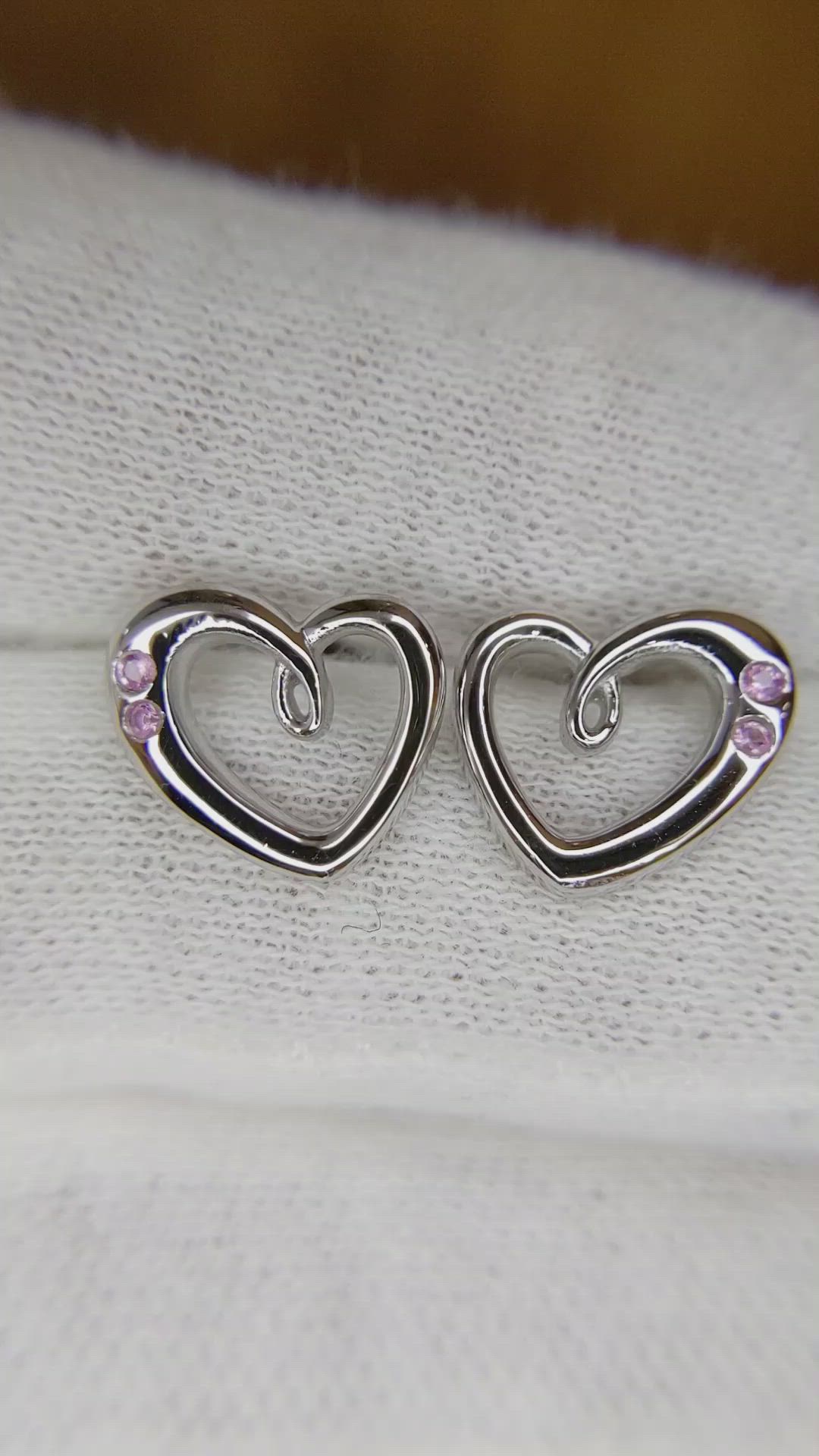 0.10 Ct.Tw. Pink Sapphire Studs Earrings, Silver Size Video