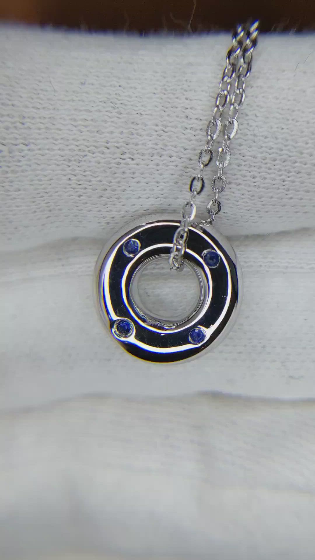 0.08 Ct. Blue Sapphire Accent Stones Pendant, Silver Size Video
