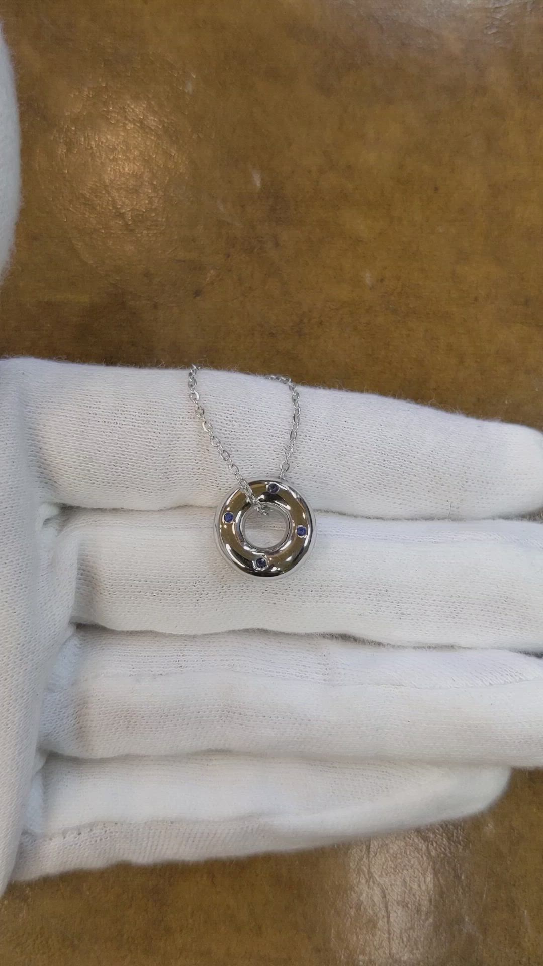 0.08 Ct. Blue Sapphire Accent Stones Pendant, Silver Size Video