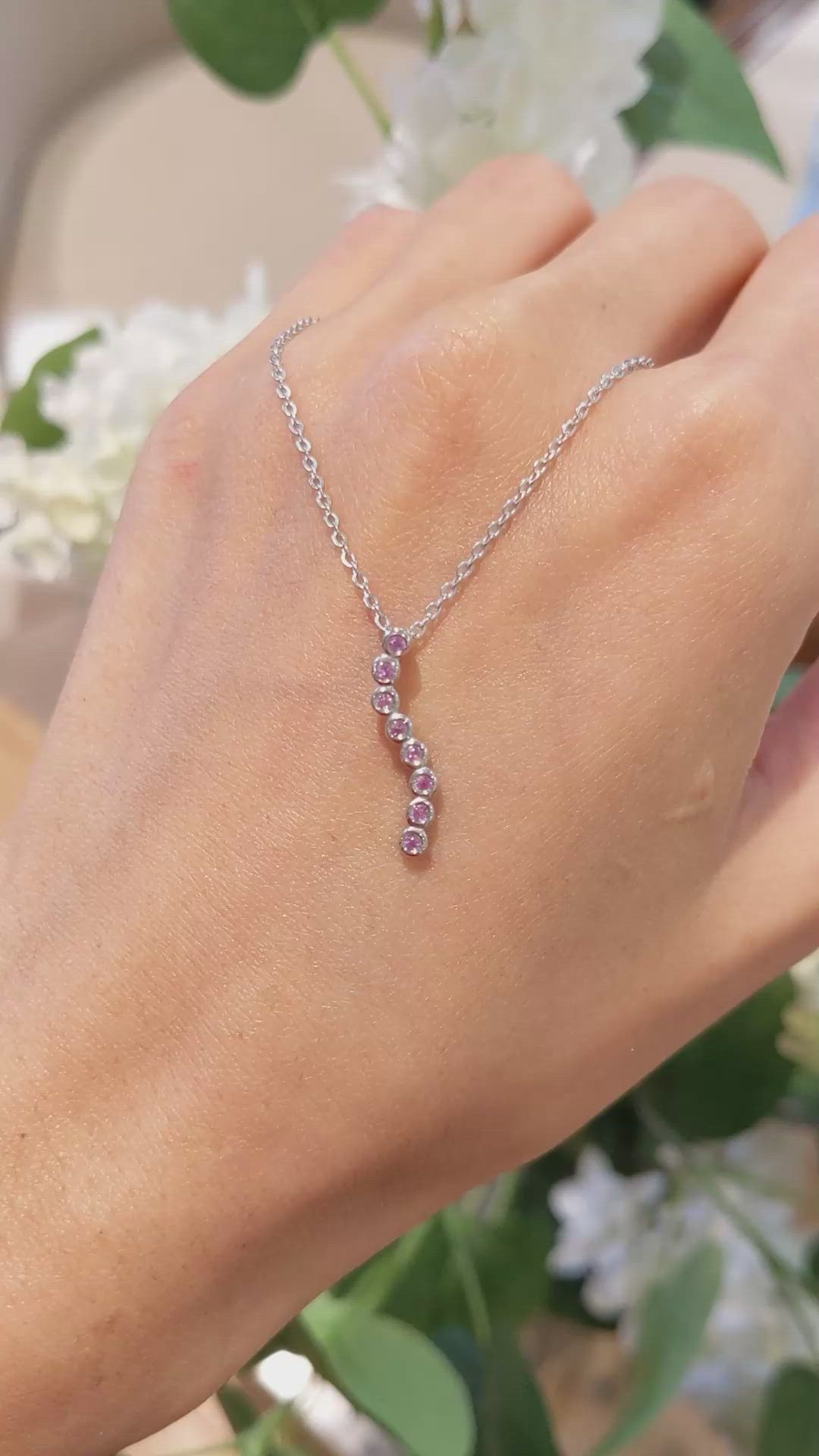 0.16 Ct. Pink Sapphire Accent Stones Pendant, Silver Size Video