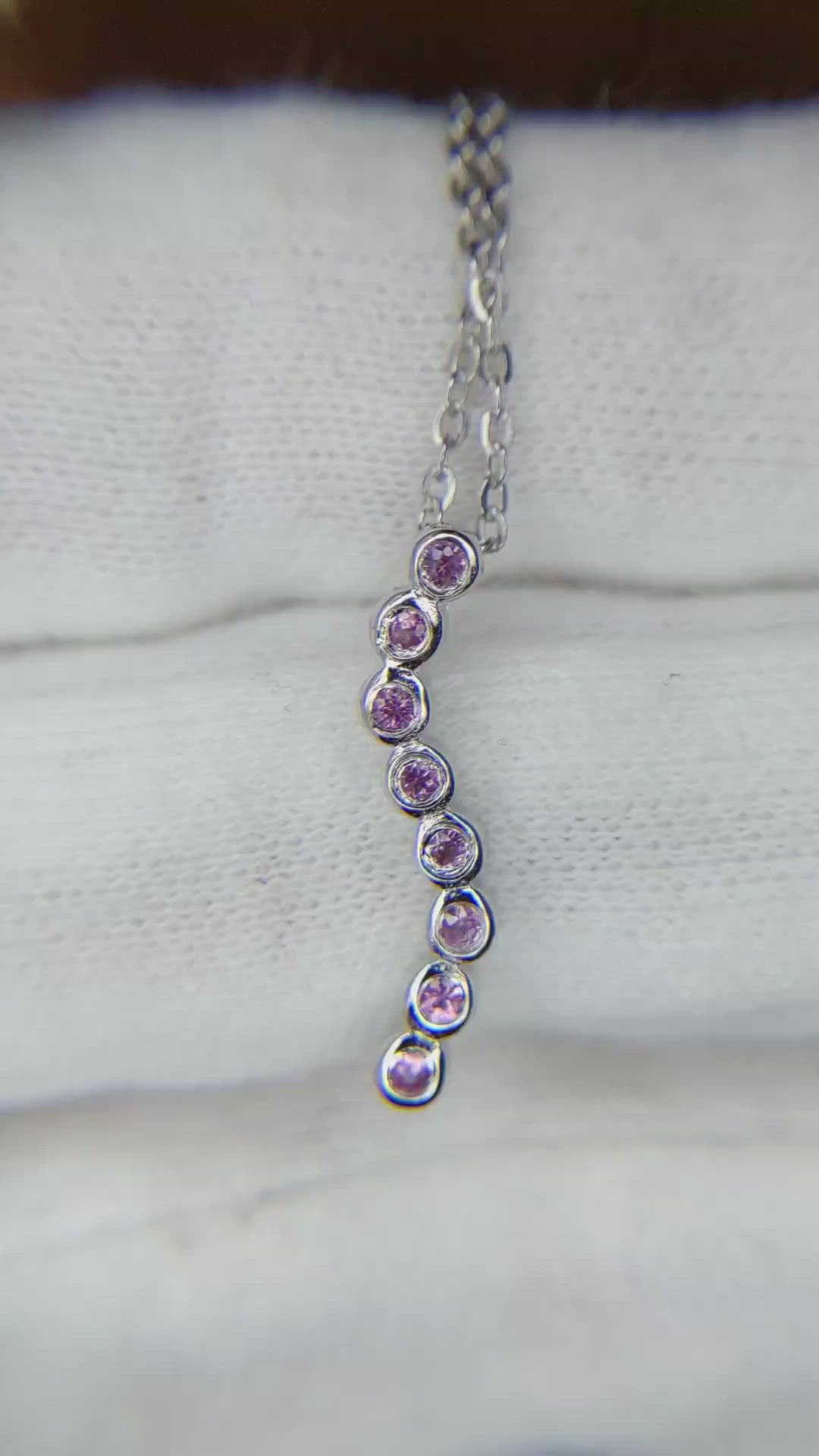 0.16 Ct. Pink Sapphire Accent Stones Pendant, Silver Size Video