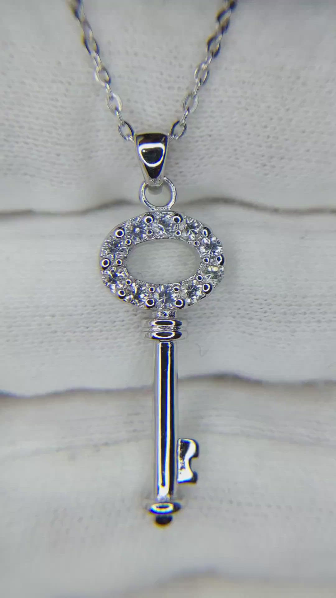 0.40 Ct. White Sapphire Accent Stones Pendant, Silver Size Video