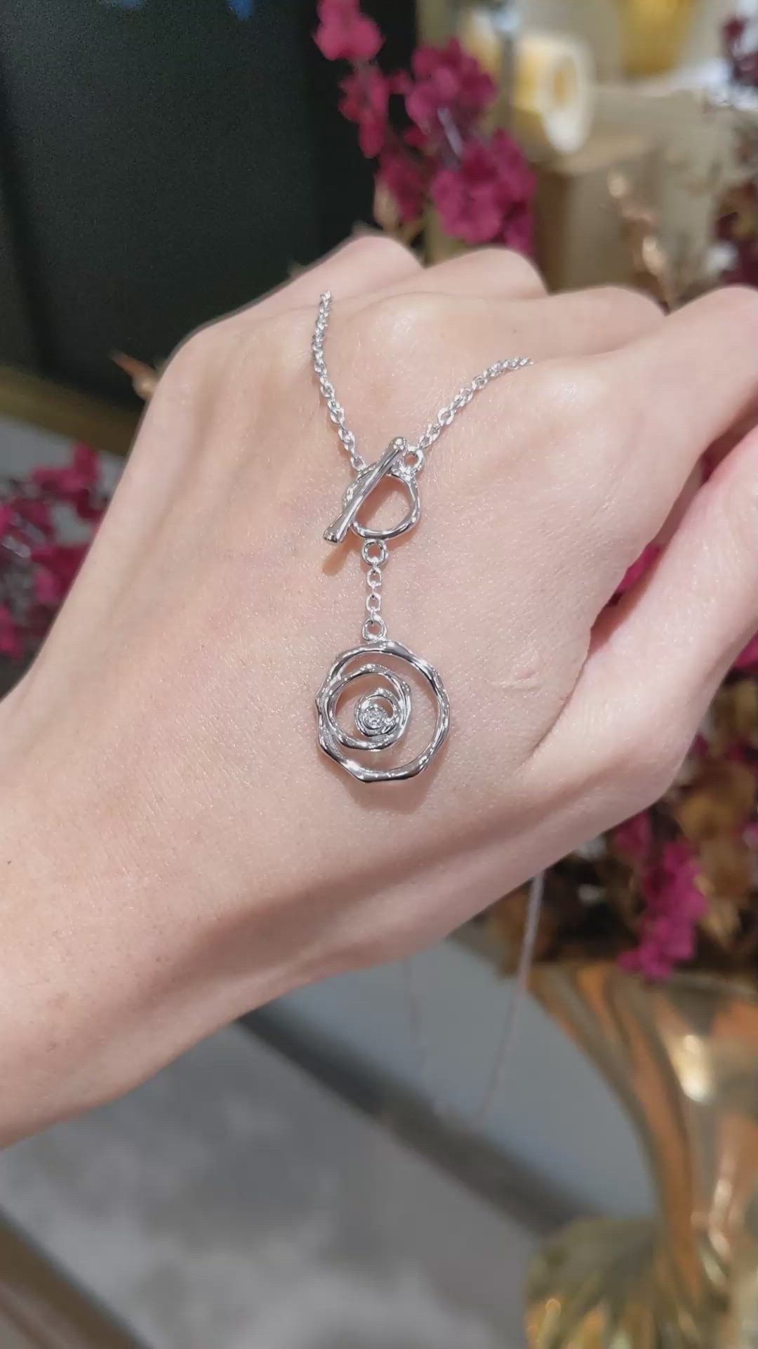 0.04 Ct. White Sapphire Accent Stones Necklace, Silver Size Video