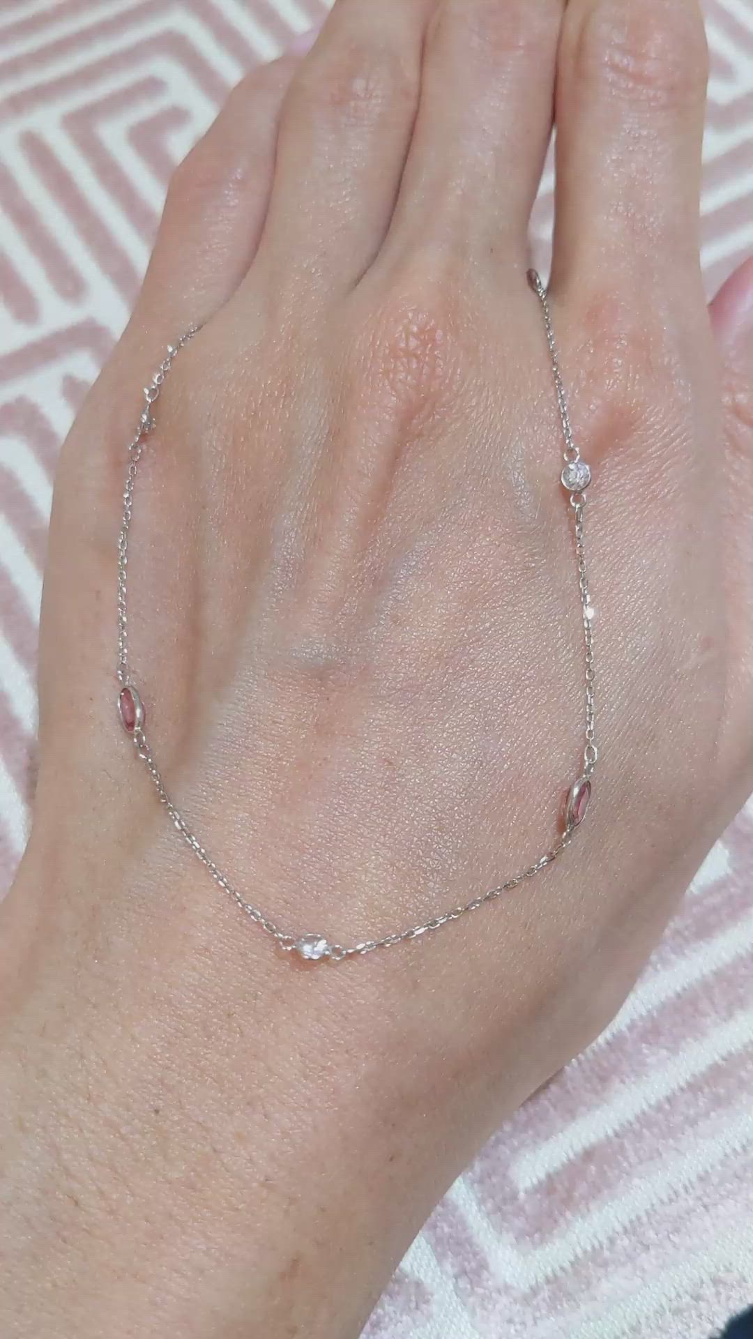 2.10 Ct. Pink Sapphire and White Sapphire Accent Stones Necklace, 18K White Gold Size Video