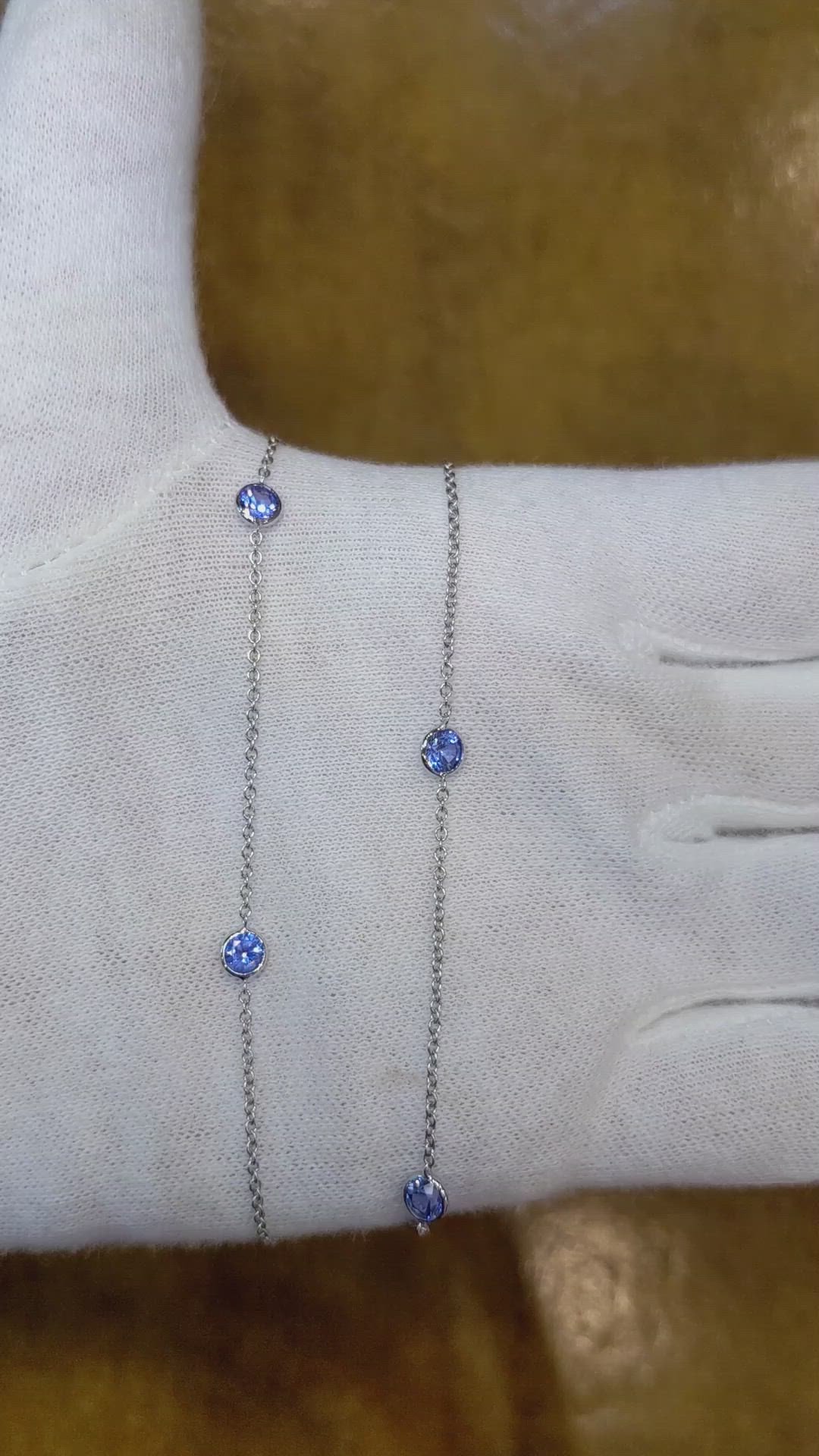 2.75 Ct. Blue Sapphire Accent Stones Necklace, 14K White Gold Size Video