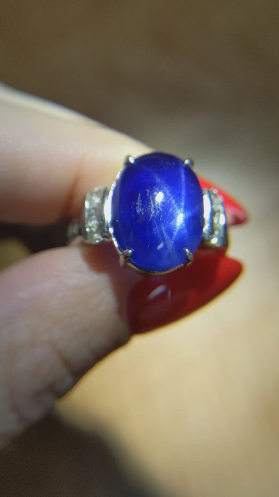 10.13 Ct. Blue Sapphire and Natural Diamond Antique Style Ring, Platinum 950 Size Video