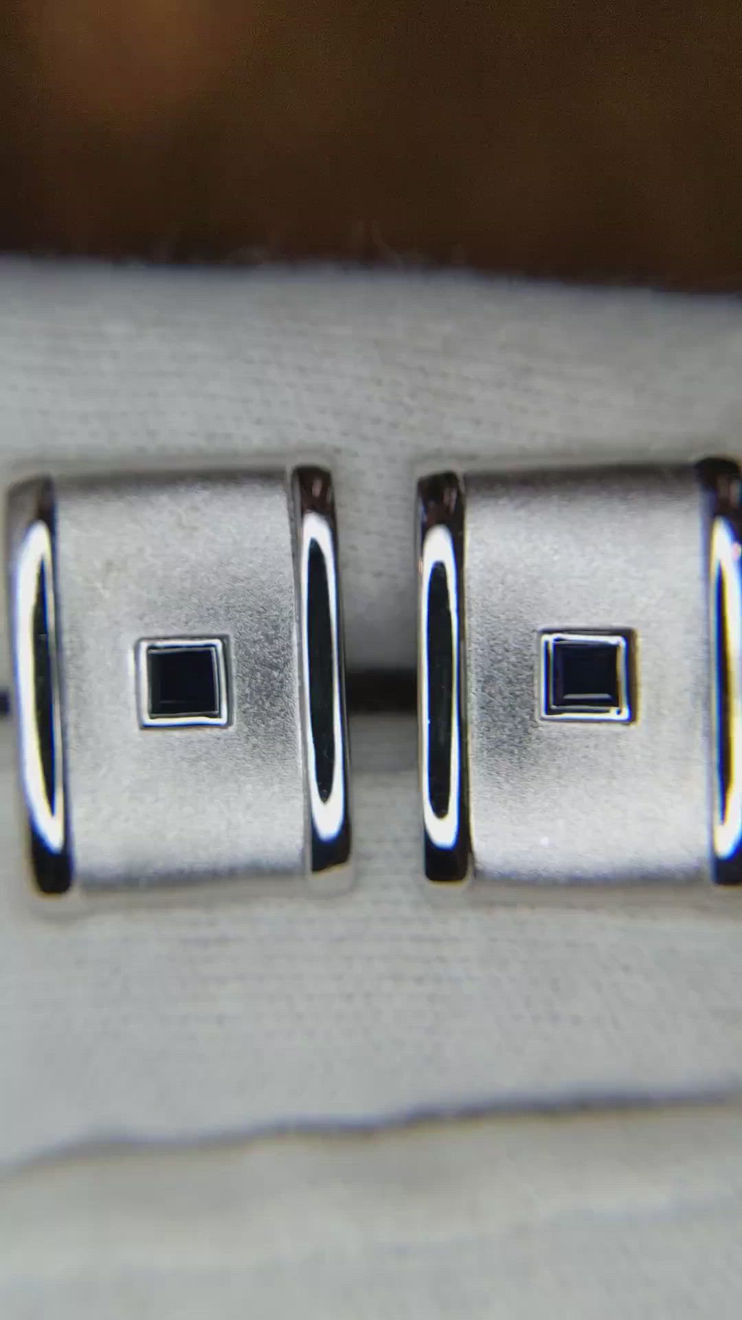 0.40 Ct. Blue Sapphire Solitaire Cufflink, Silver Size Video