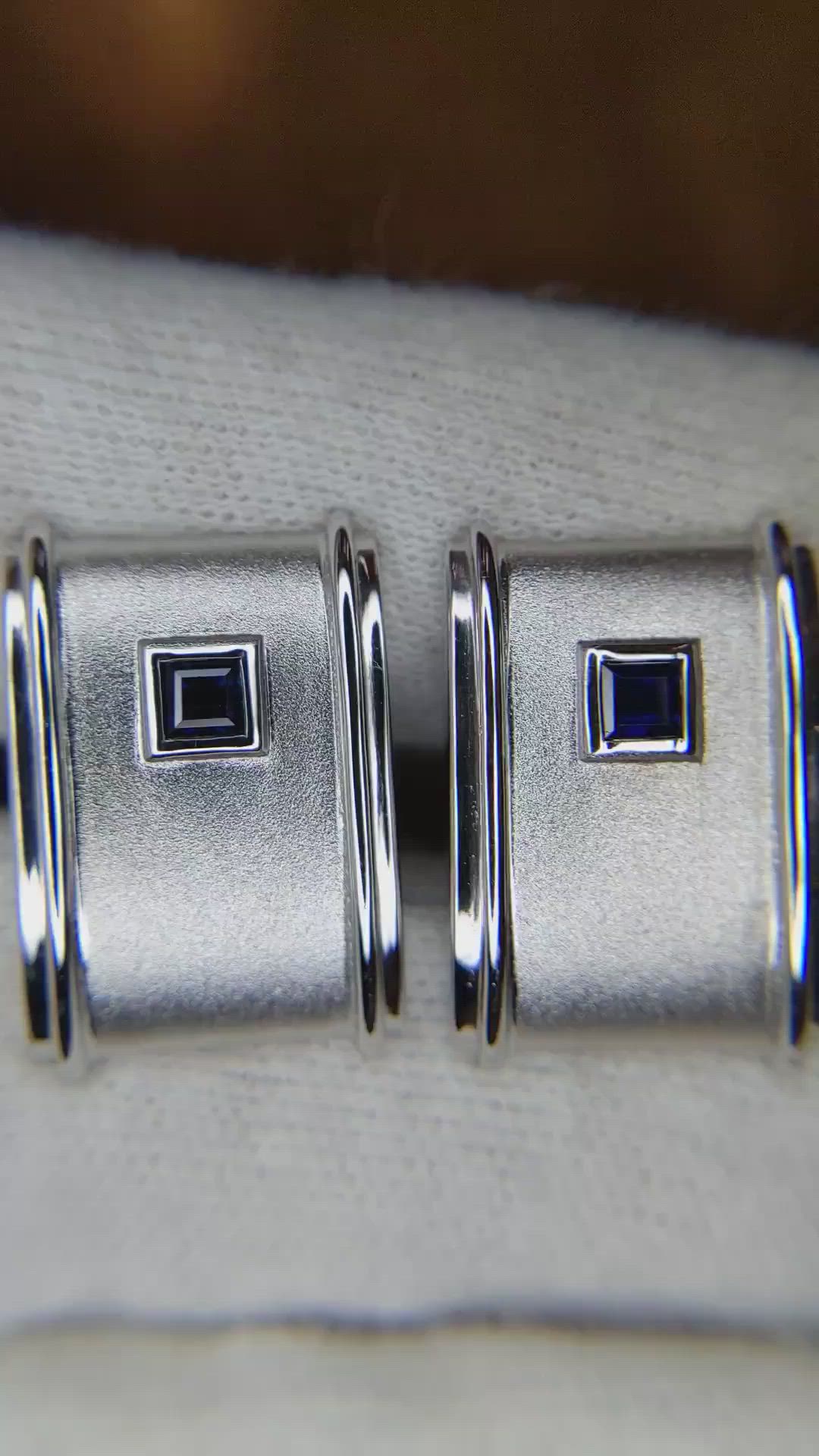 0.40 Ct. Blue Sapphire Solitaire Cufflink, Silver Size Video