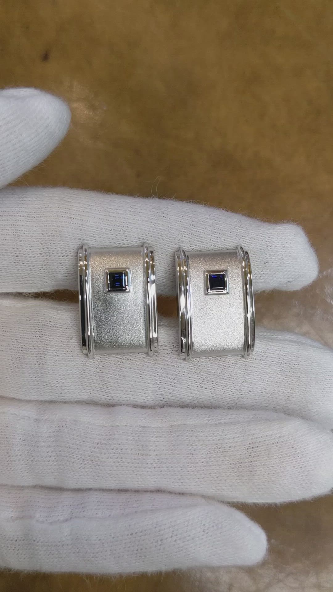 0.40 Ct. Blue Sapphire Solitaire Cufflink, Silver Size Video