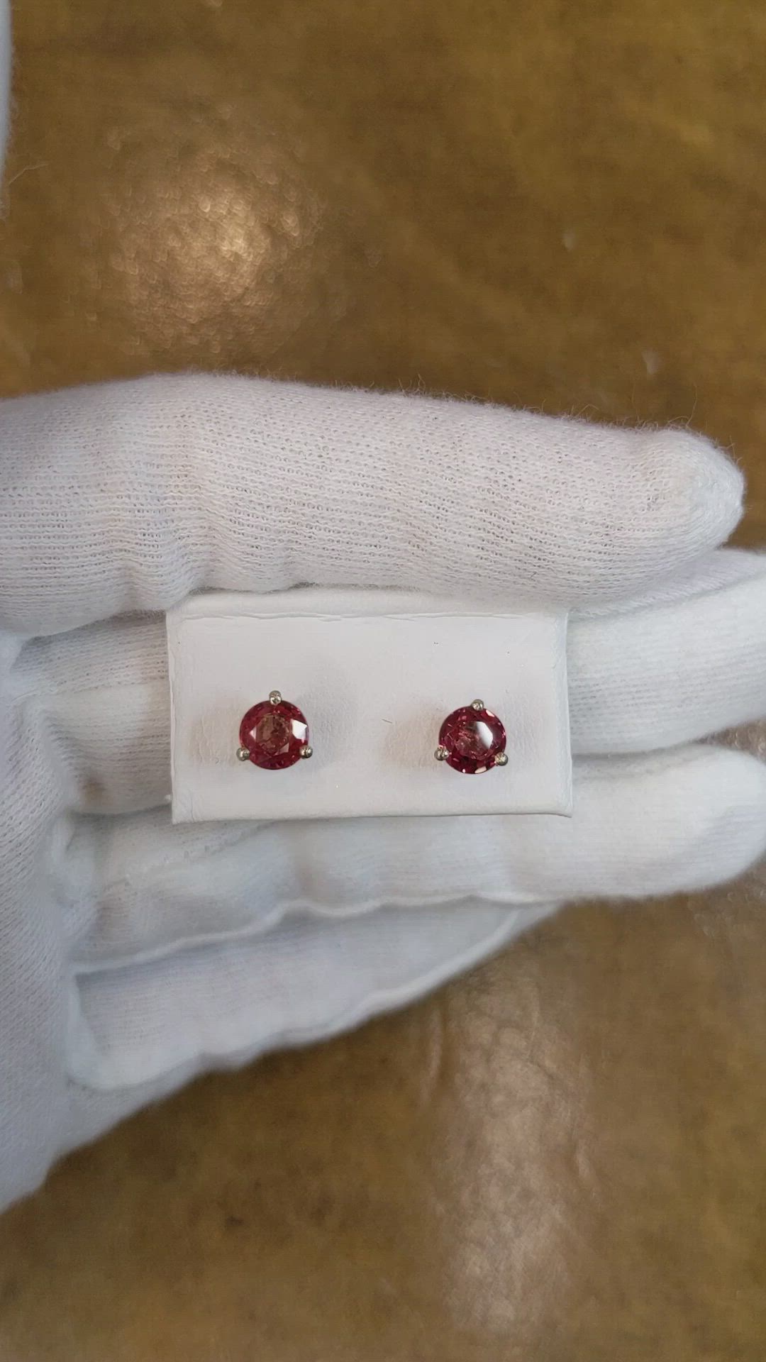 1.85 Ct.Tw. Reddish Orange Sapphire Studs Earrings, 14K White Gold Size Video