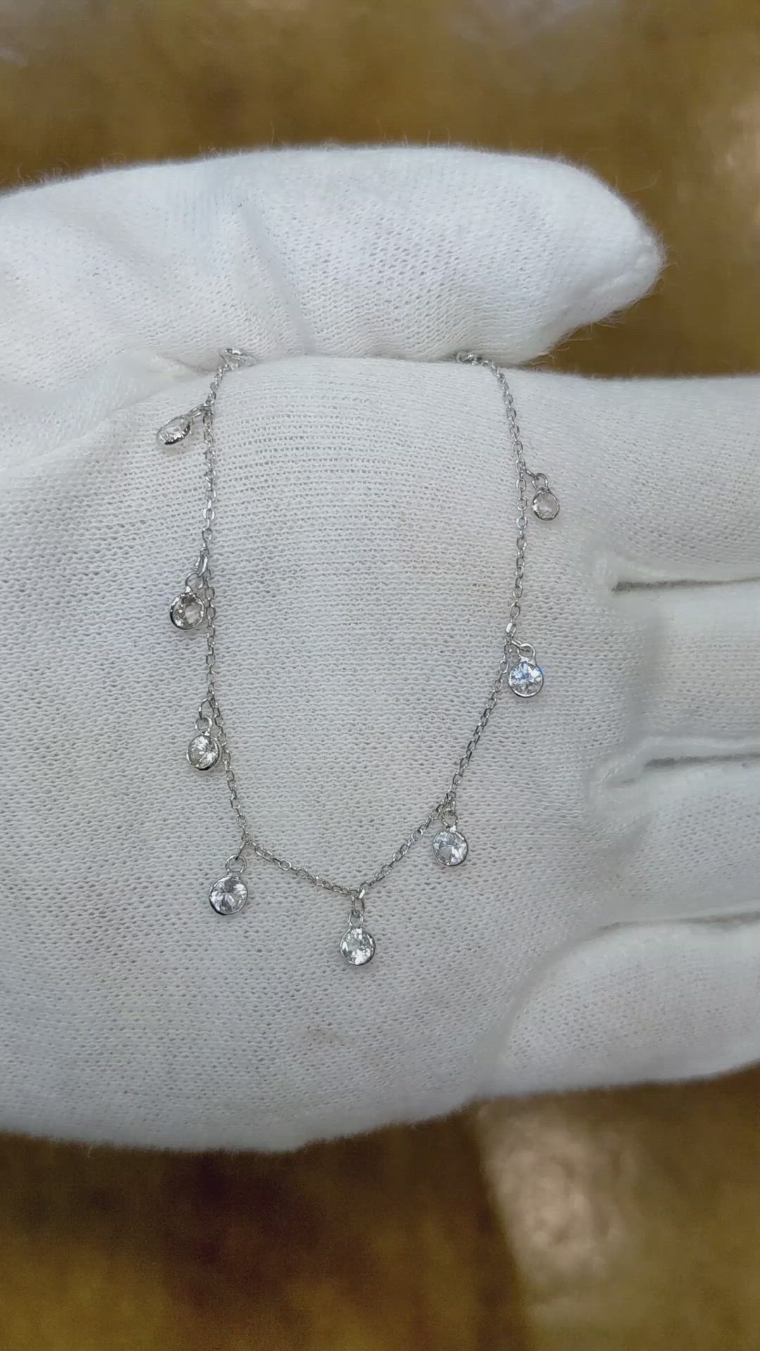 3.00 Ct. White Sapphire Accent Stones Necklace, 18K White Gold Size Video