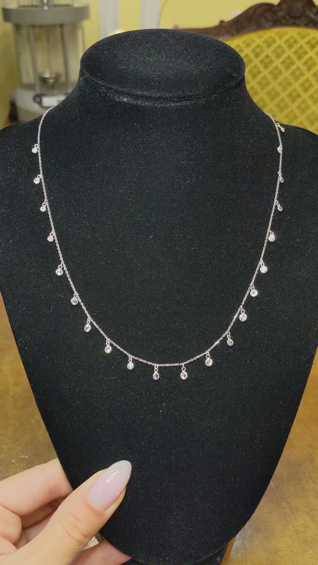 3.00 Ct. White Sapphire Accent Stones Necklace, 18K White Gold Size Video