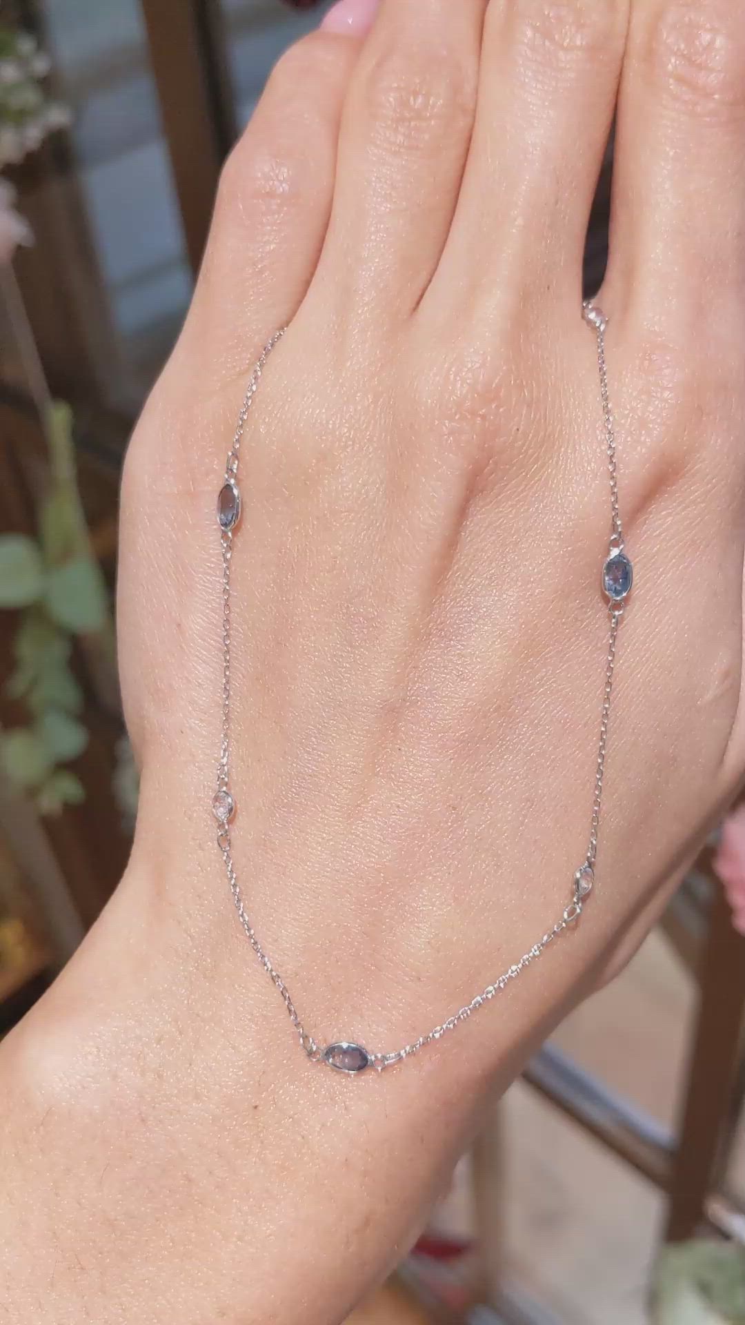 1.50 Ct. Blue Sapphire and White Sapphire Accent Stones Necklace, 18K White Gold Size Video