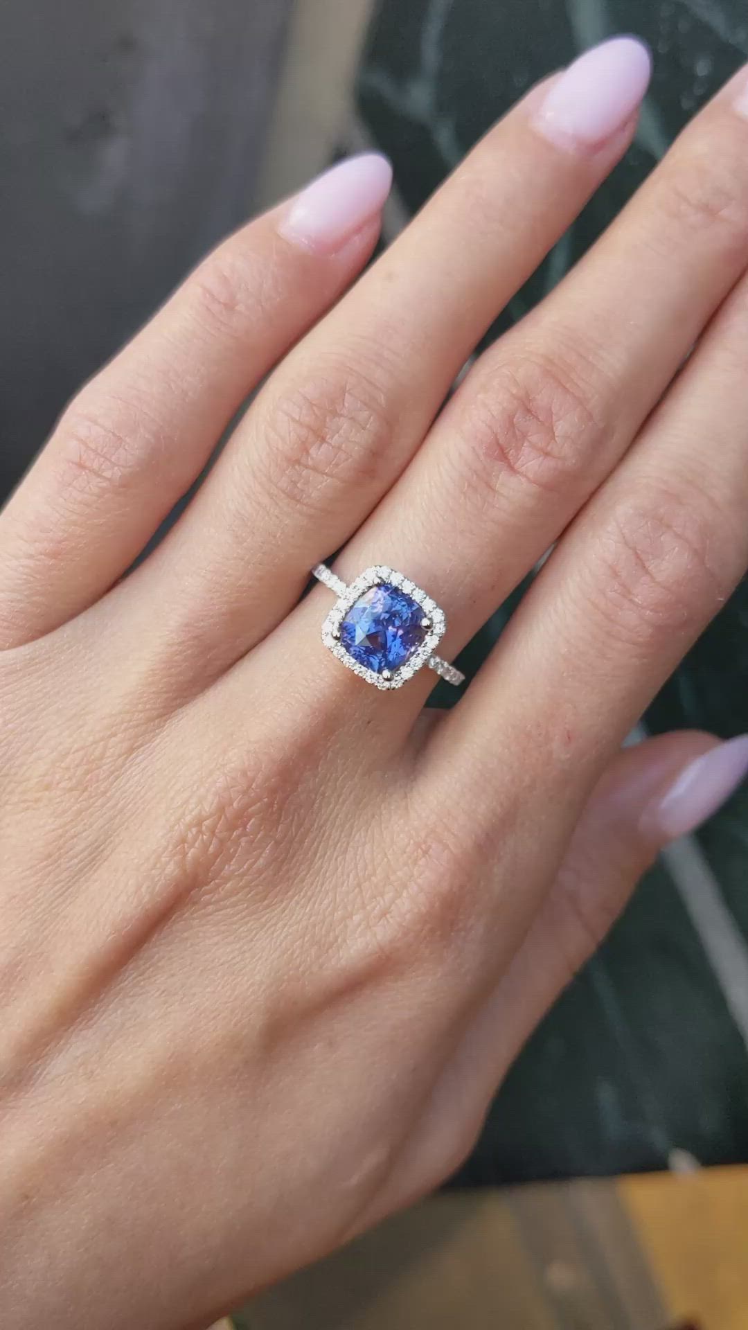 2.08 Ct. Color Change Sapphire and Natural Diamond Pave Ring, Platinum 950 Size Video