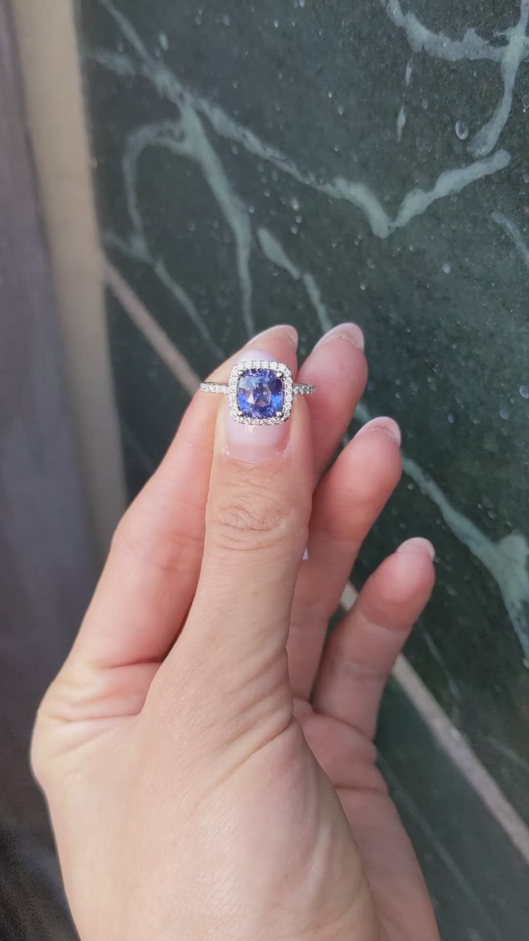 2.08 Ct. Color Change Sapphire and Natural Diamond Pave Ring, Platinum 950 Size Video