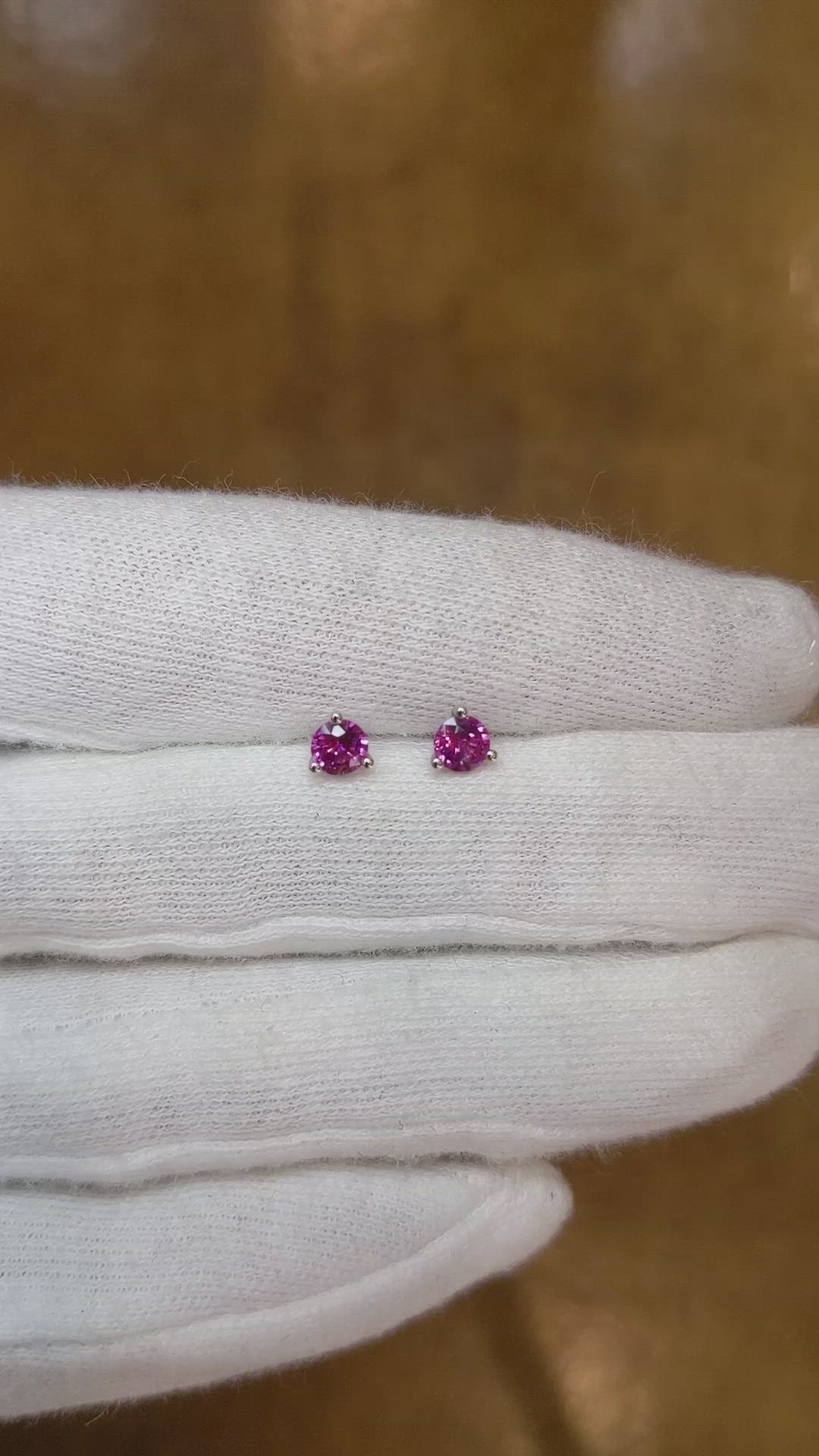 0.60 Ct.Tw. Pink Sapphire Studs Earrings, 14K White Gold Size Video