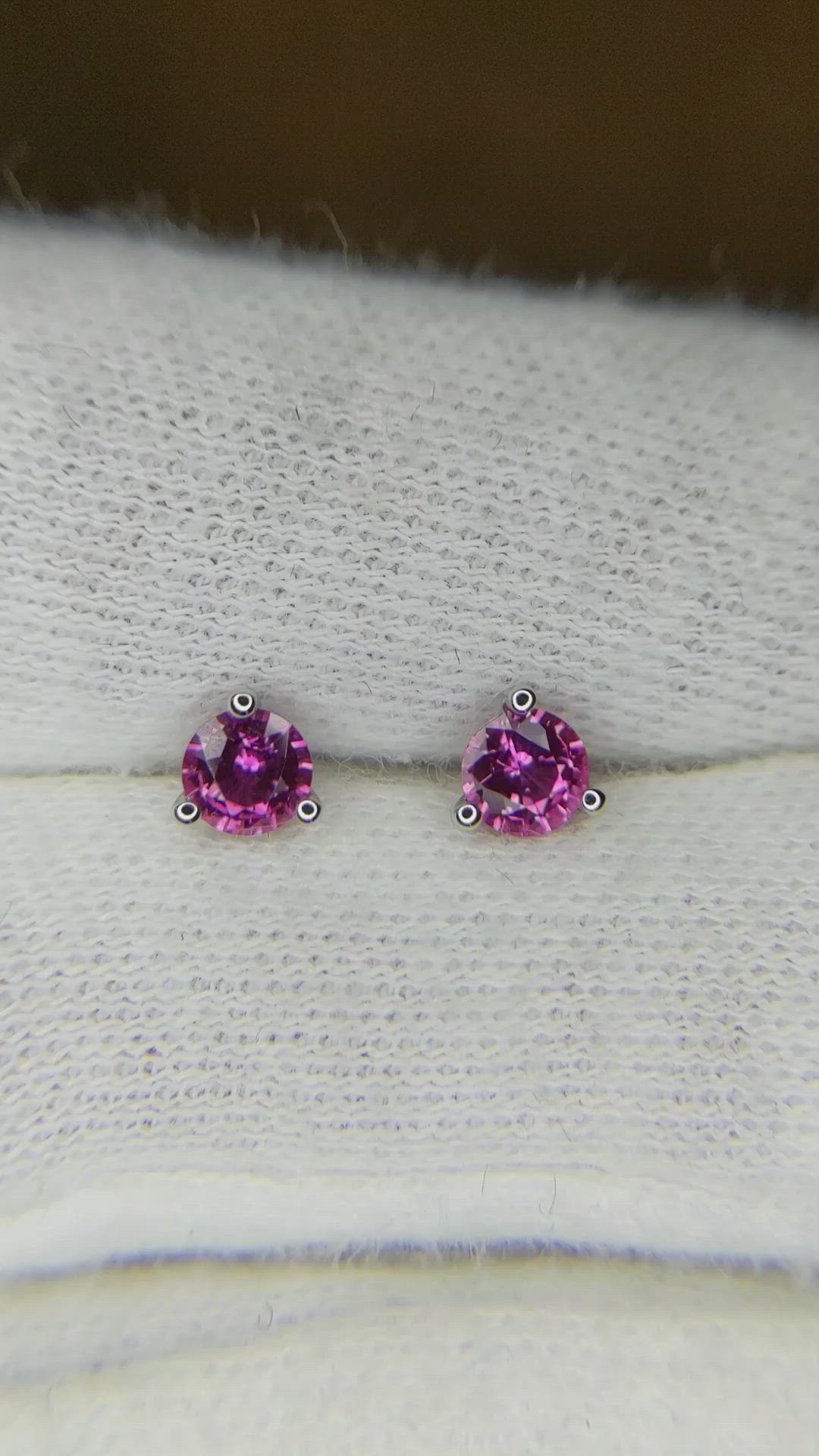 0.60 Ct.Tw. Pink Sapphire Studs Earrings, 14K White Gold Size Video