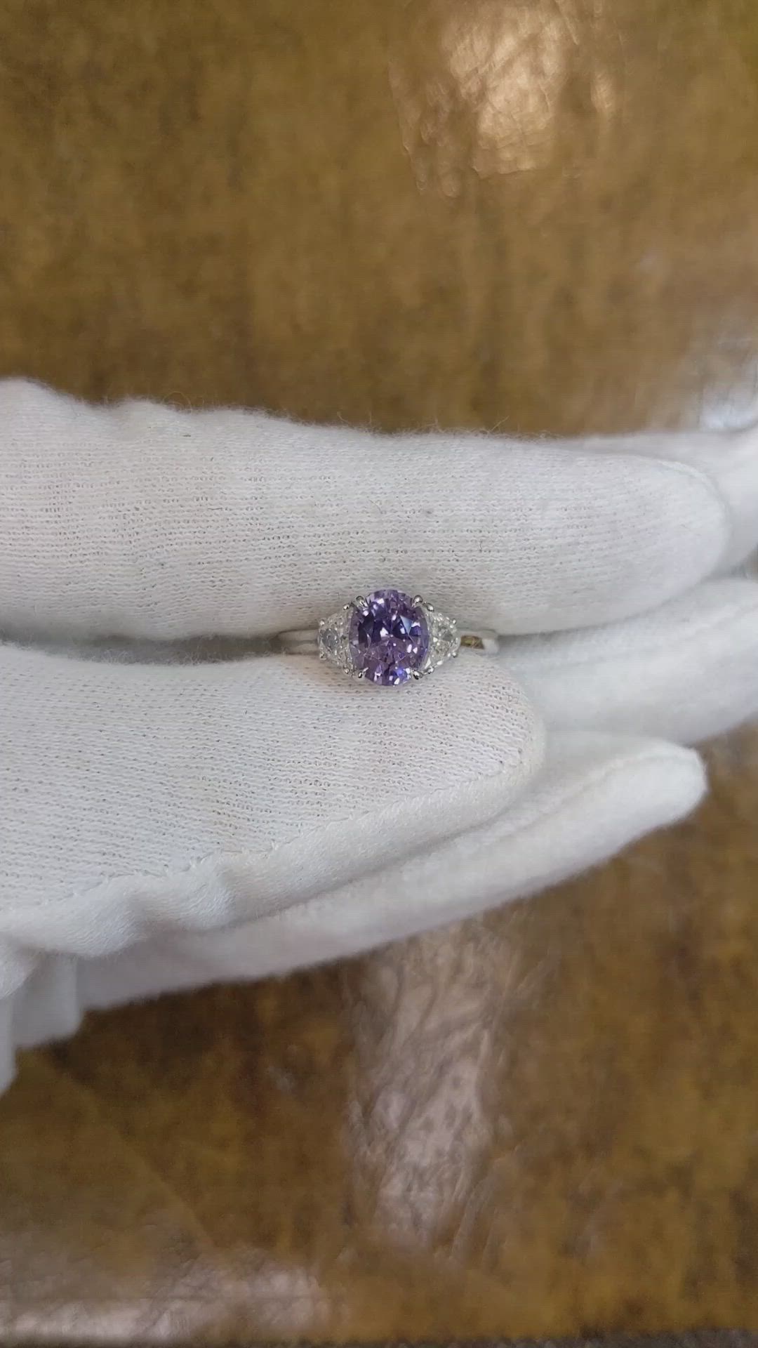 1.71 Ct. Color Change Sapphire and Natural Diamond Three Stone Ring, Platinum 950 Size Video