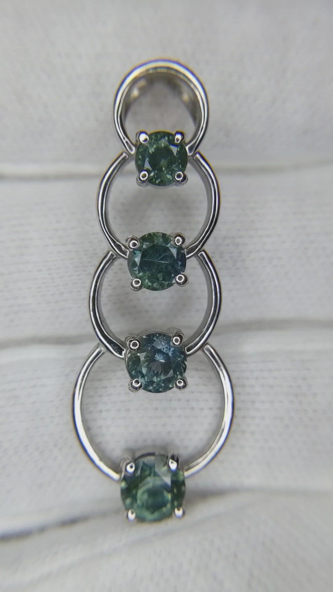 2.48 Ct. Green Sapphire Accent Stones Pendant, 14K White Gold Size Video