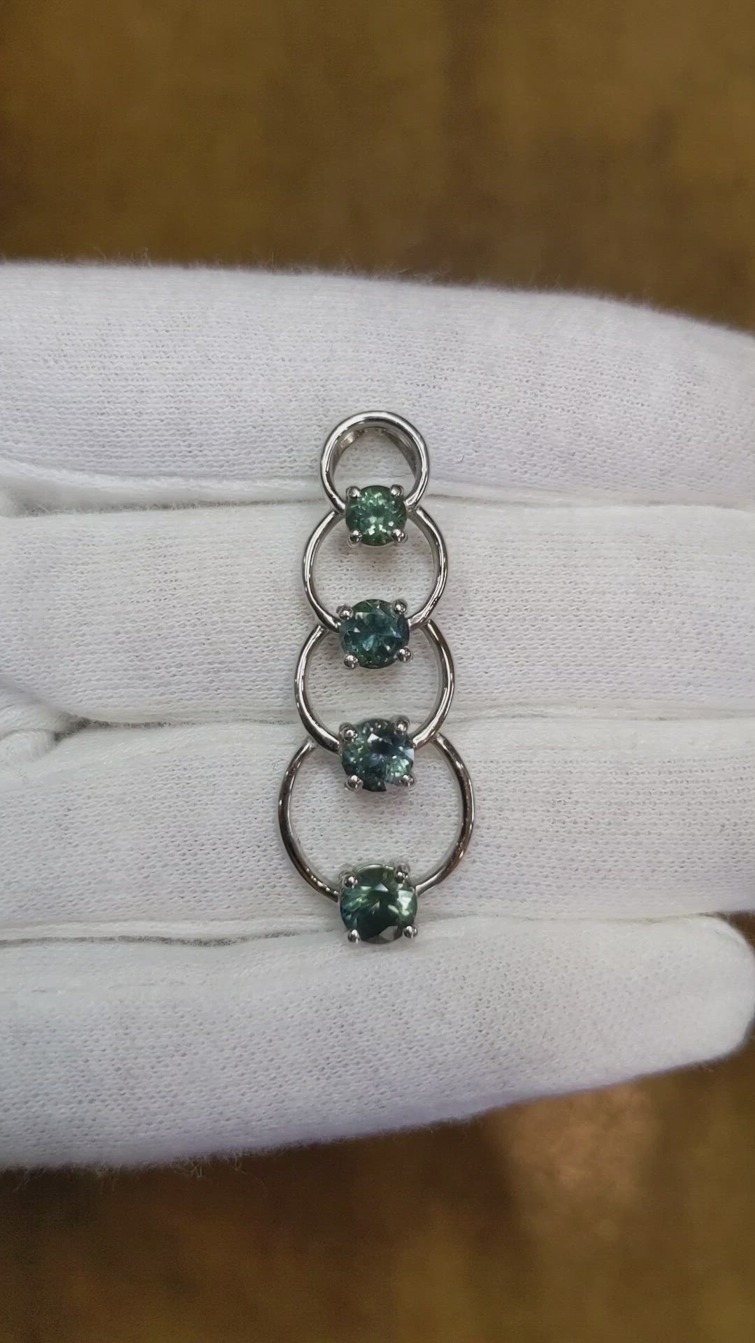 2.48 Ct. Green Sapphire Accent Stones Pendant, 14K White Gold Size Video