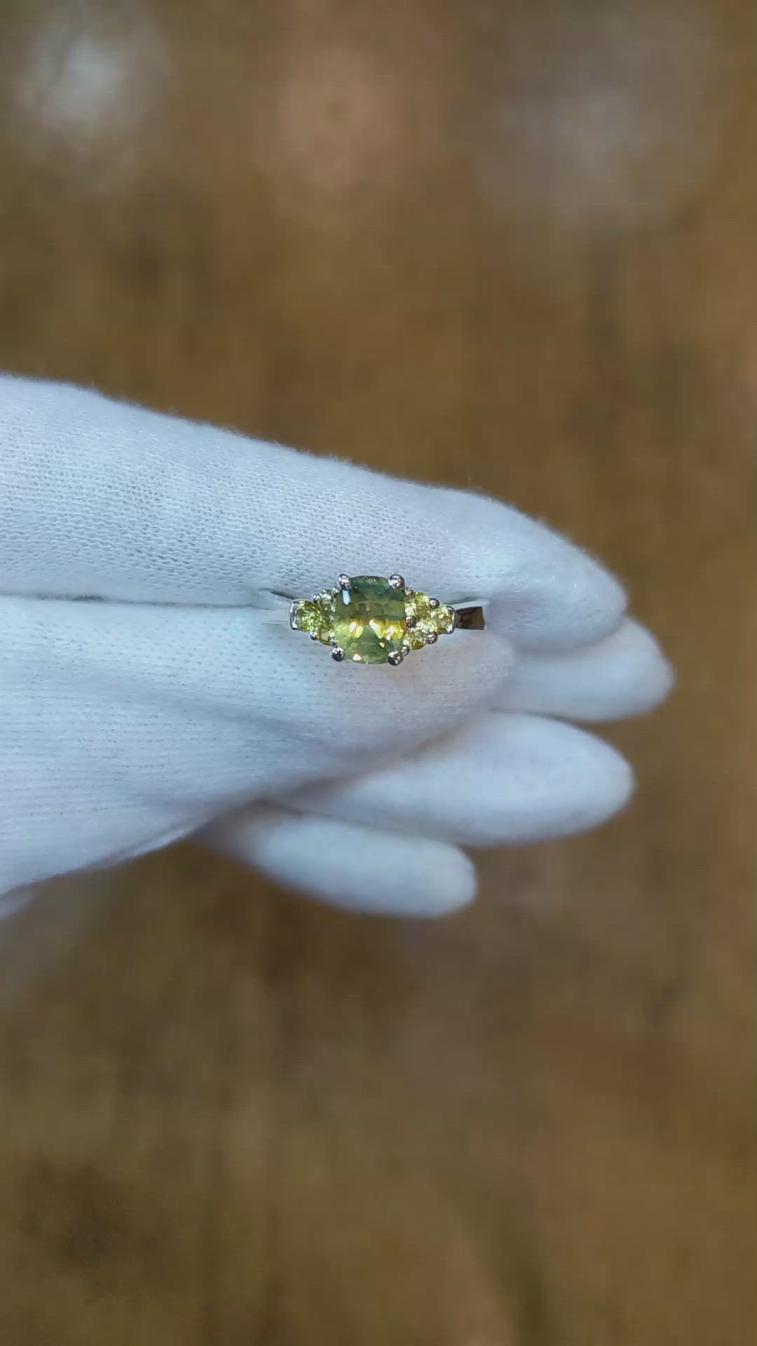 1.50 Ct. Bi Color Sapphire and Greenish Yellow Sapphire Accent Stones Ring, 14K White Gold Size Video