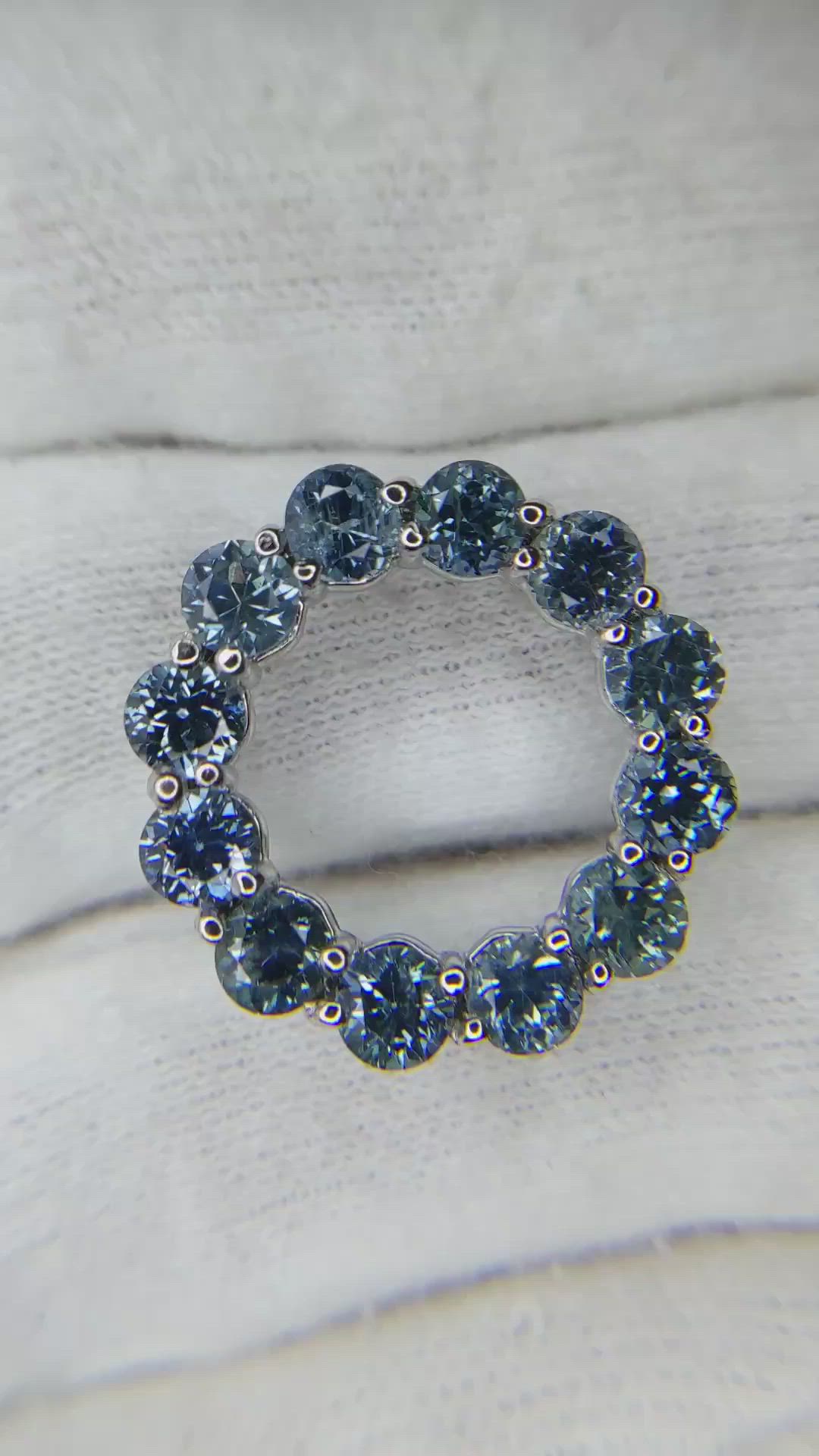 3.85 Ct. Bluish Green Sapphire Accent Stones Pendant, 14K White Gold Size Video