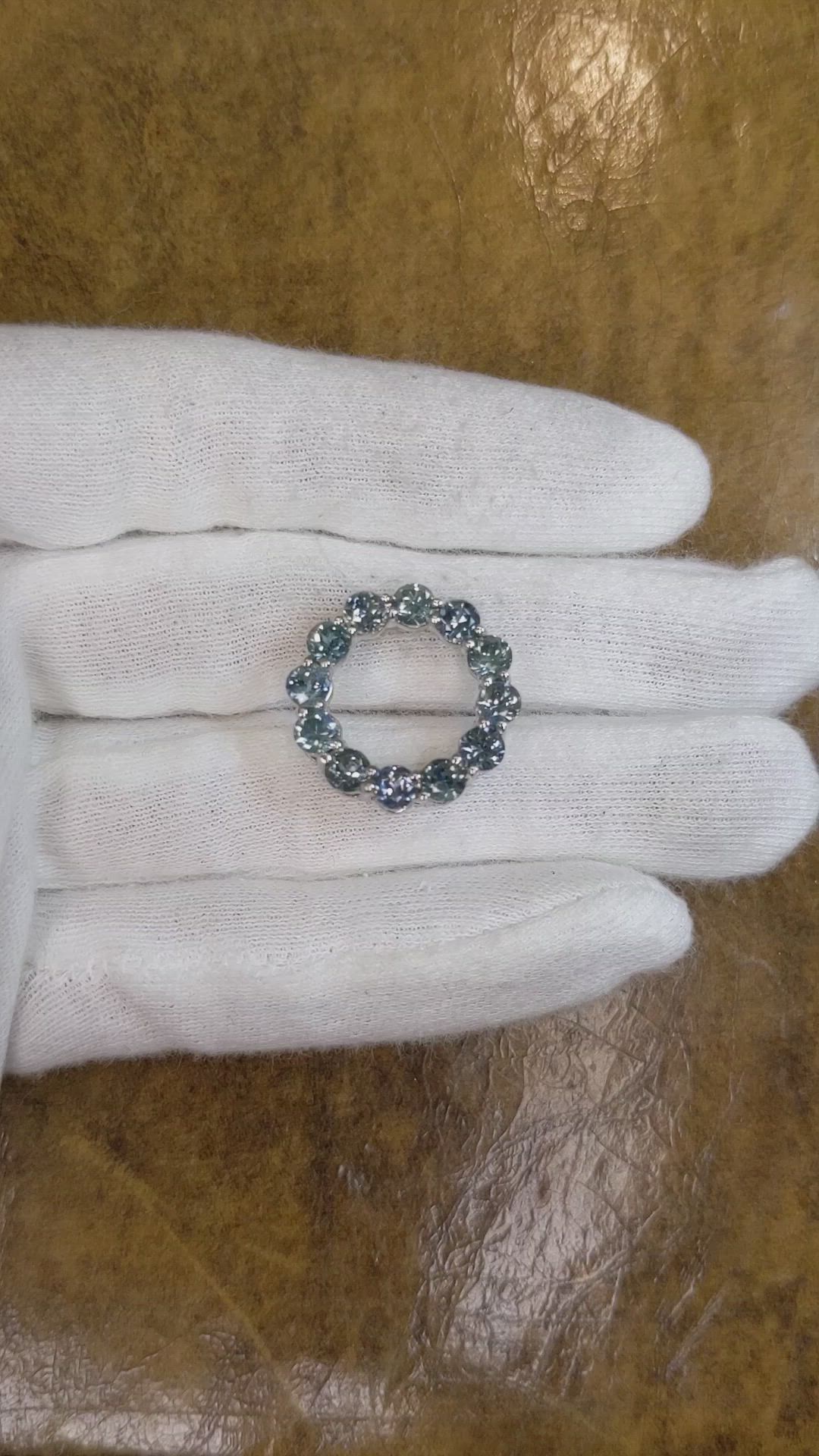 3.85 Ct. Bluish Green Sapphire Accent Stones Pendant, 14K White Gold Size Video