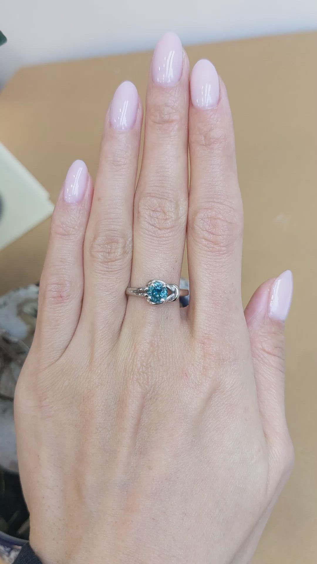 1.21 Ct. Greenish Blue Sapphire and Bluish Green Sapphire Solitaire Ring, 14K White Gold Size Video