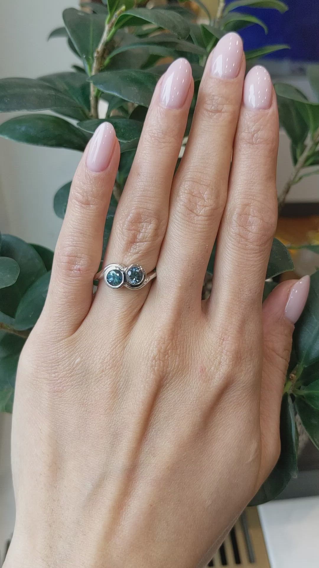 1.11 Ct. Greenish Blue Sapphire Accent Stones Ring, 14K White Gold Size Video