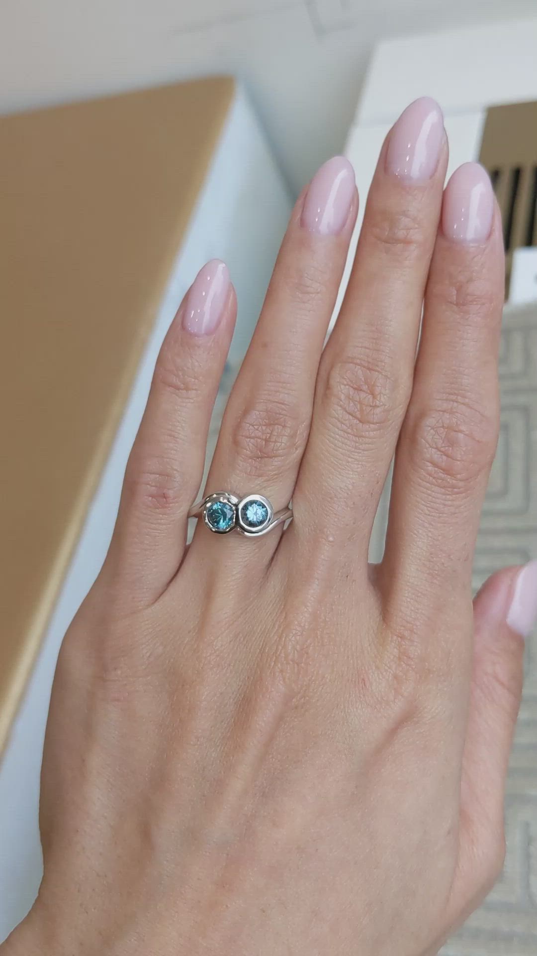 1.11 Ct. Greenish Blue Sapphire Accent Stones Ring, 14K White Gold Size Video