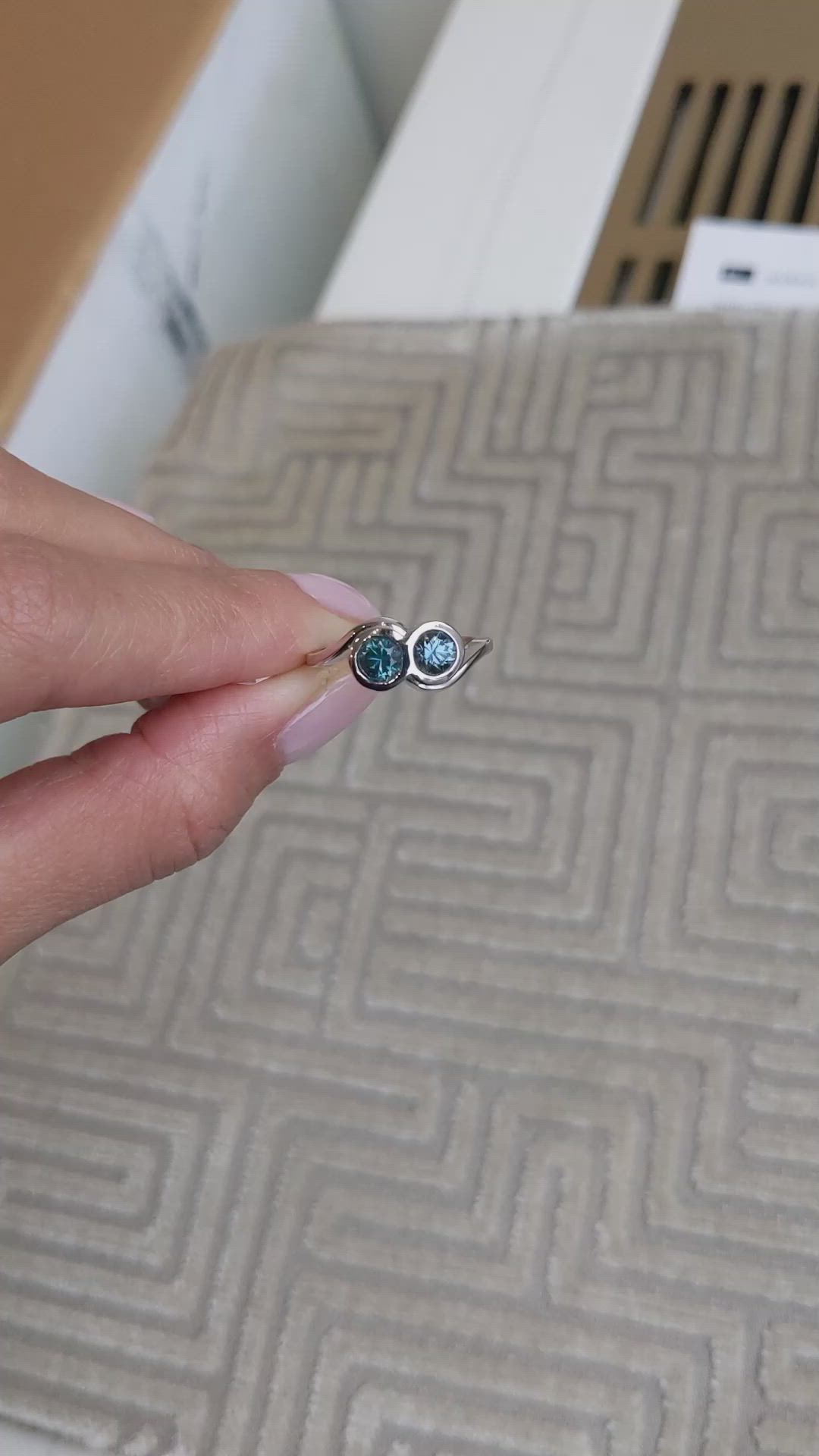 1.11 Ct. Greenish Blue Sapphire Accent Stones Ring, 14K White Gold Size Video