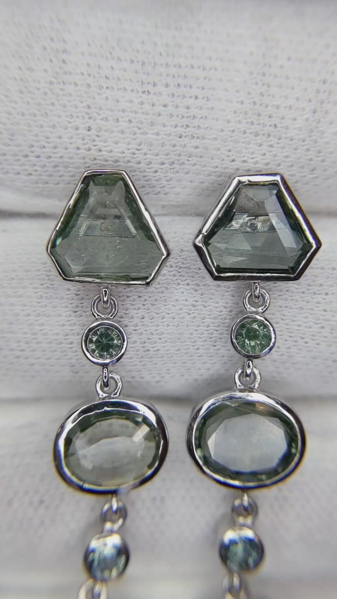 13.41 Ct.Tw. Bluish Green Sapphire Accent Stones Earrings, 14K White Gold Size Video