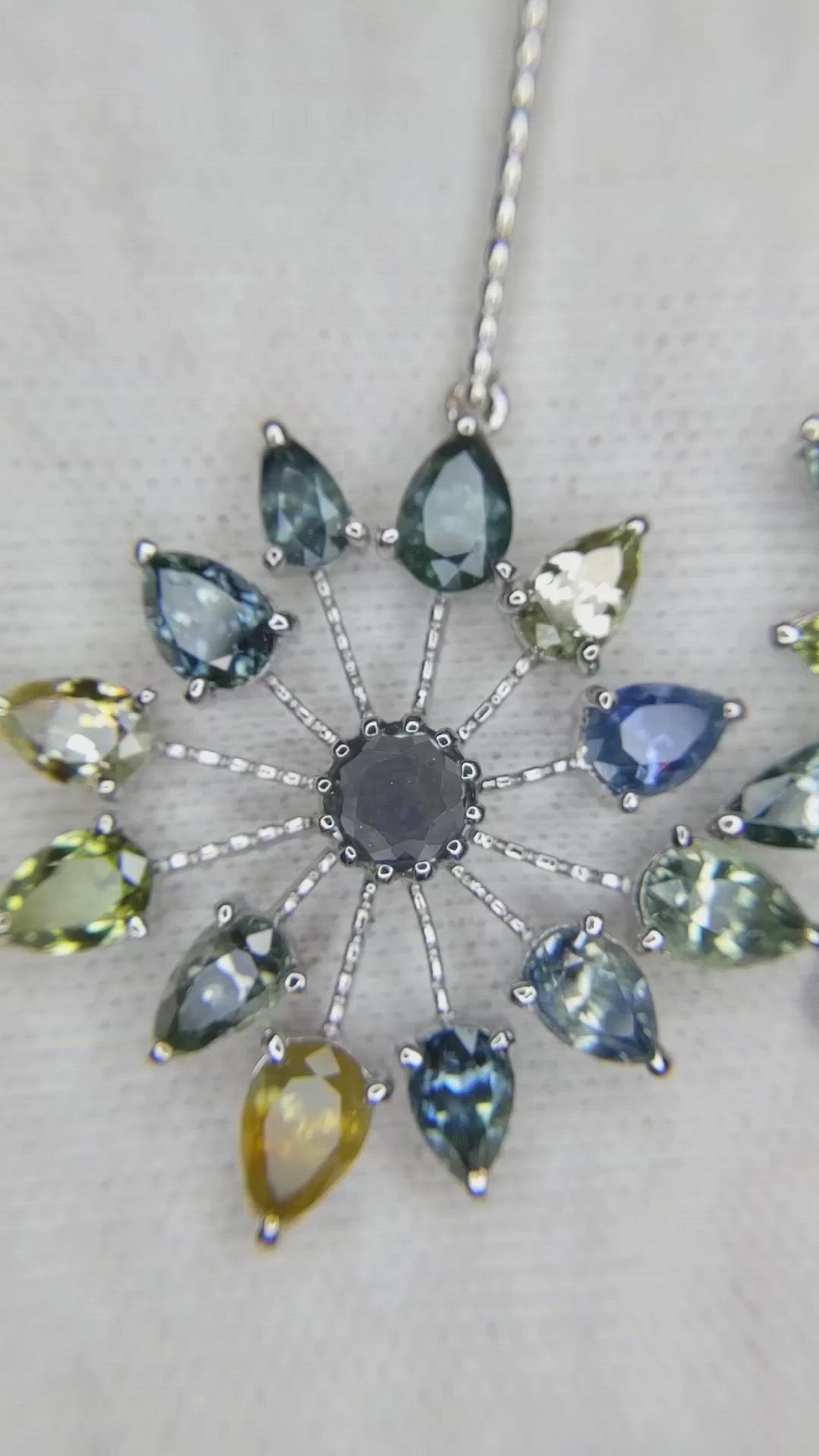 17.47 Ct.Tw. Multi Color Sapphire Accent Stones Earrings, 14K White Gold Size Video
