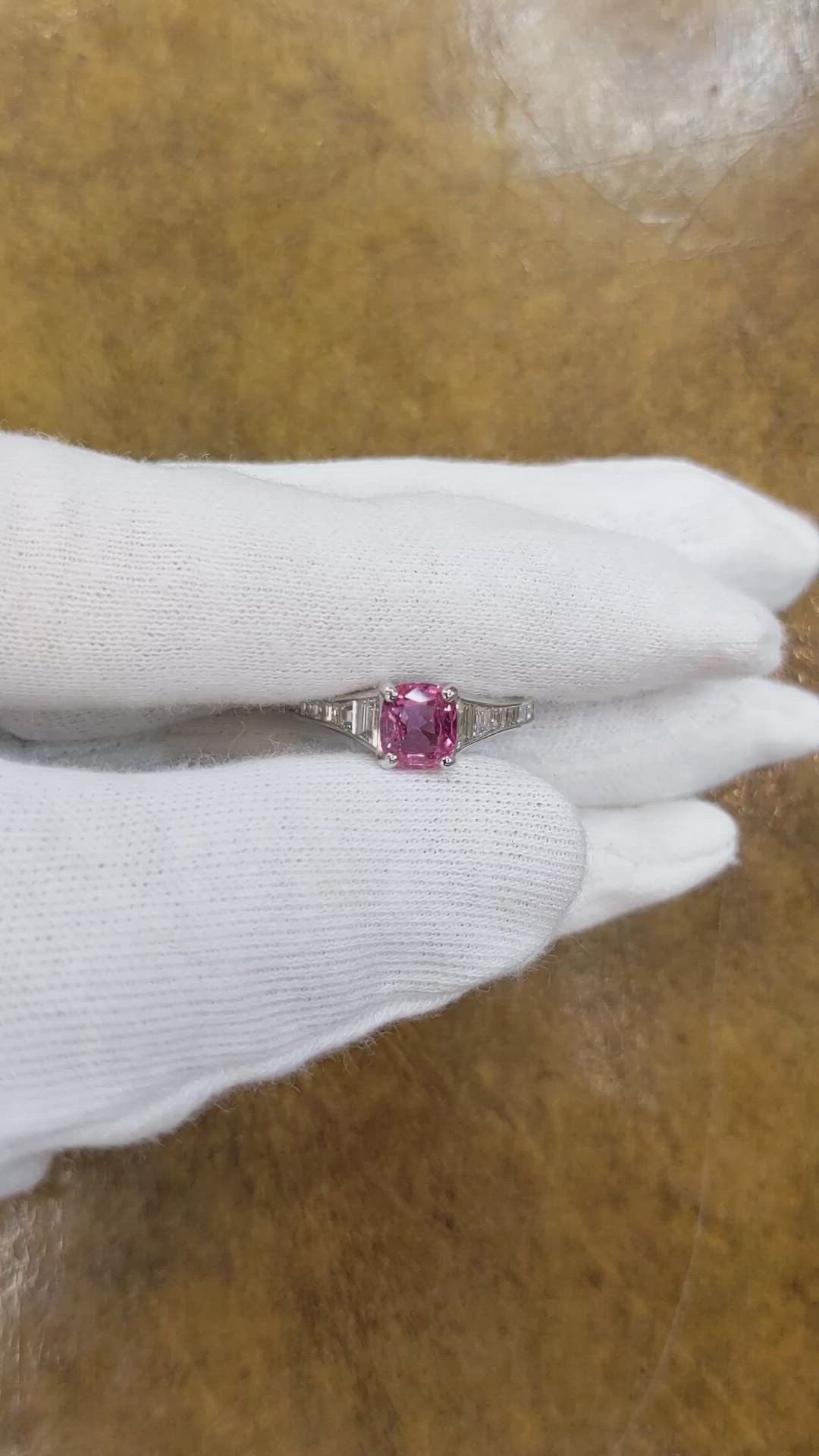 1.38 Ct. Pink Sapphire and Natural Diamond Pave Ring, Platinum 950 Size Video